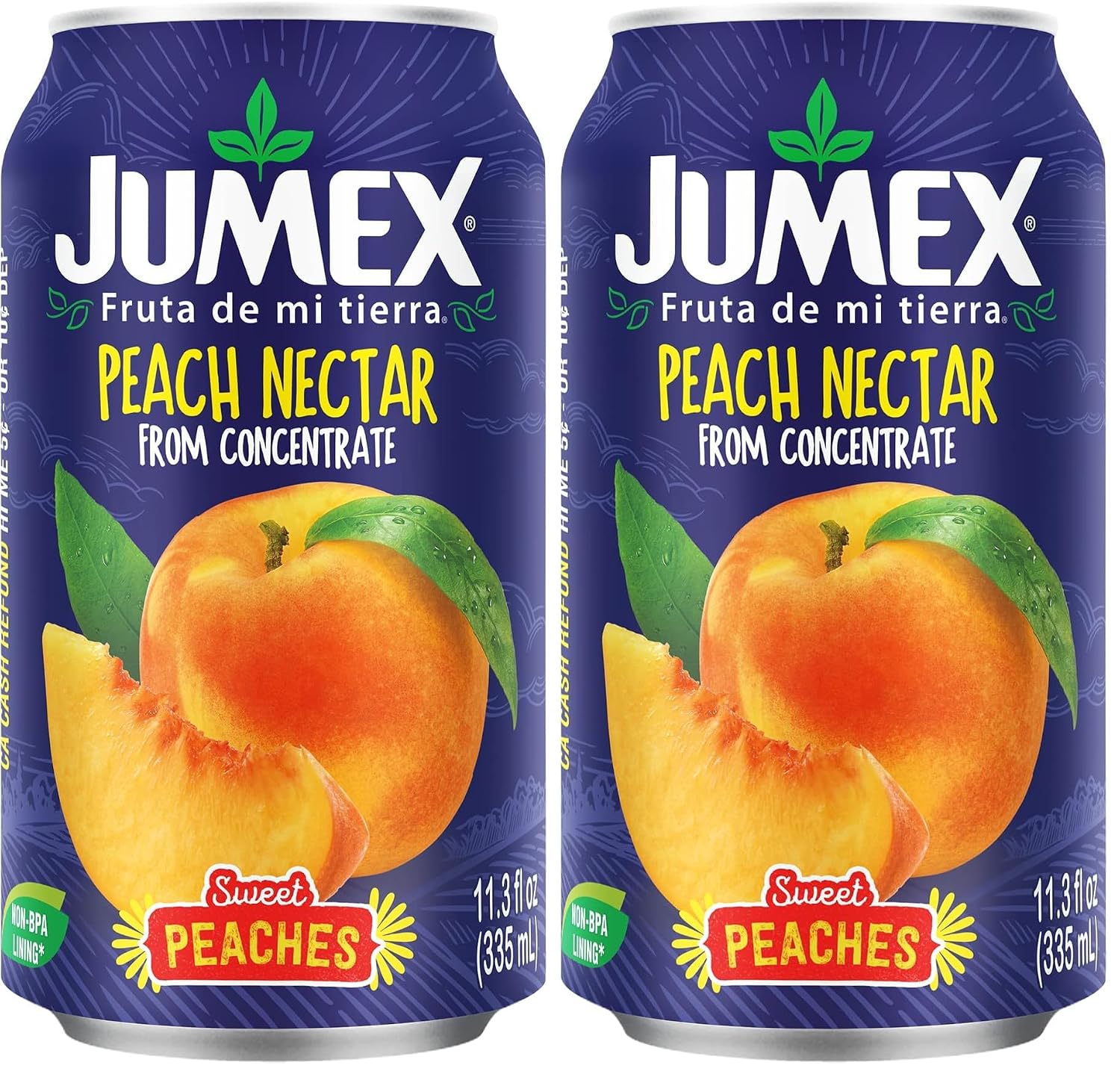 Jumex Mango Nectar Juice & Peach Nectar - Made with Fresh Fruit Puree - Tropical Fruit Juice Concentrate for Smoothie Mix, Cocktail Mixers & Kids Beverages - 11.3oz, 12 Pack Canned Drinks