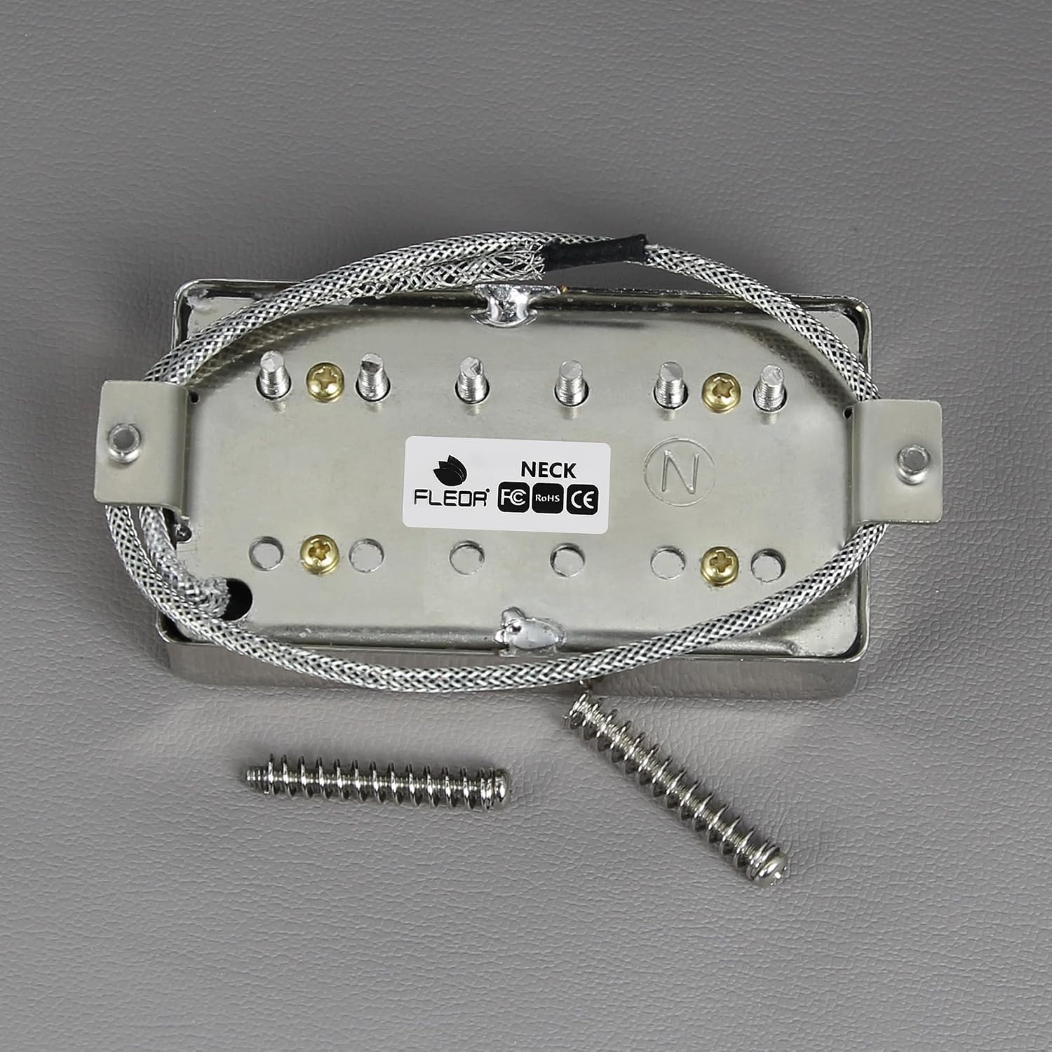 FLEOR Alnico5 Guitar Humbucker Pickup Set Chrome Bridge & Neck Pickups Compatible with LP style Guitar Part