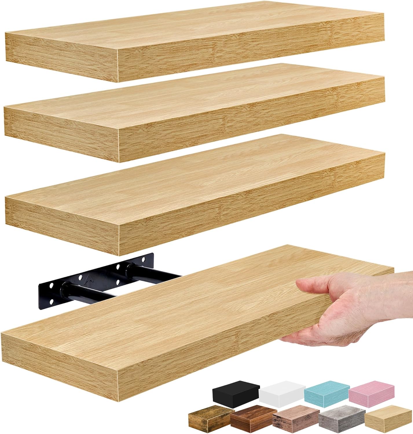 Sorbus Floating Shelves for Wall – 16 Inch Floating Shelf for Kitchen, Bedroom, Living Room, Bathroom, Home & Wall Decor - Mounted Bathroom Shelves with Invisible Brackets (Grey, 3 Pack)