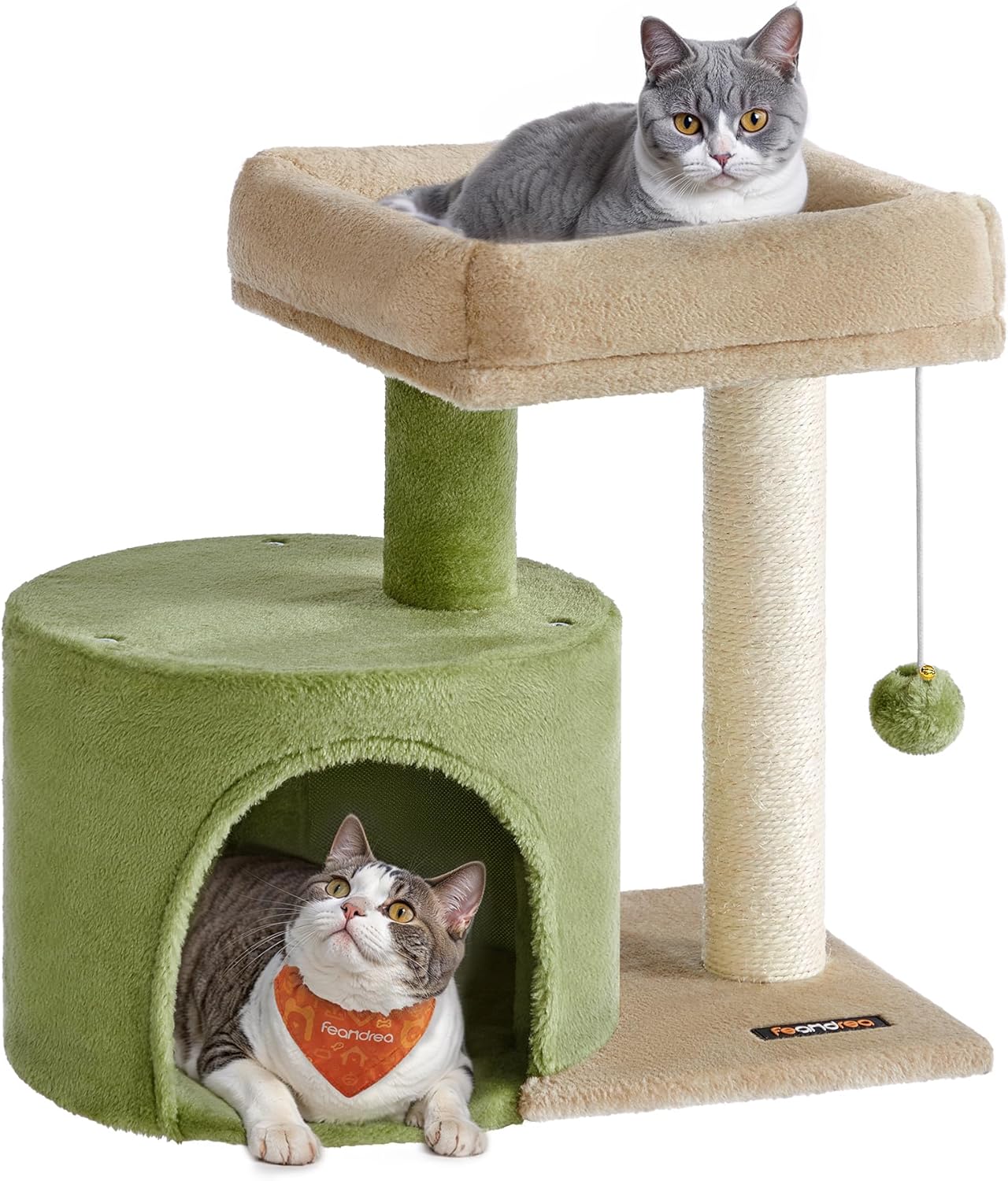 Feandrea Cat Tree, 18.5-in Small Cat Tower, Cute Kittens Condo, Smoky Gray
