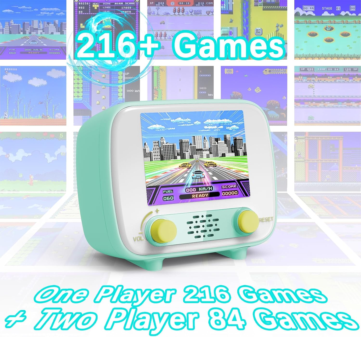 Mini Arcade Machine, Built in 156 Classic Retro Games, 2.8 Inch Screen | 156 Classic 16-Bit Video Games, Handheld Game Console, Rechargeable Battery, Support for TV Output, Birthday Present for kids