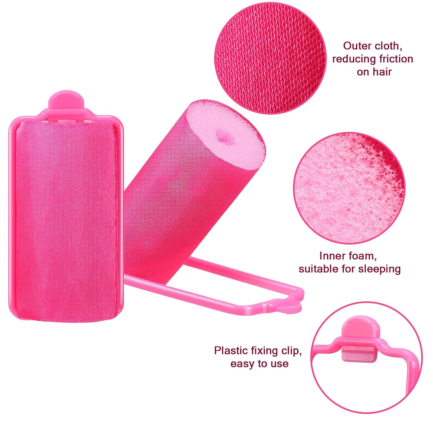 WILLBOND 40 Pcs Sponge Hair Rollers Satin Foam Curlers with Clips, Black