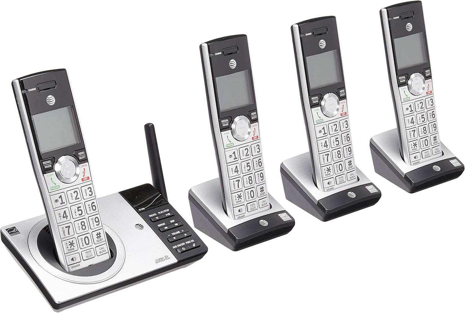ATT DECT 6.0 Cordless Phone With Digital Answering System, CL82415, 4 Handsets