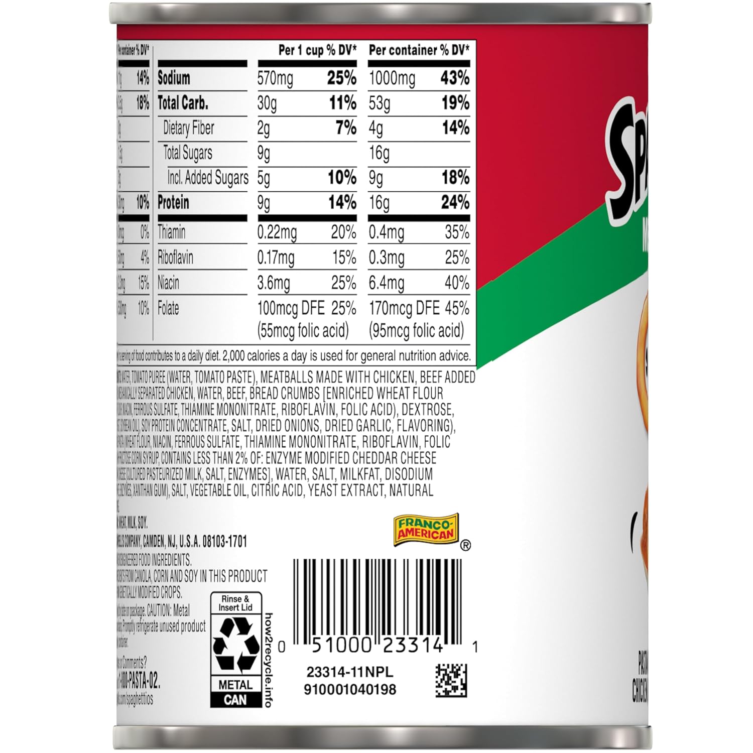 SpaghettiOs Original Canned Pasta, 15.8 oz Can (Pack of 4)