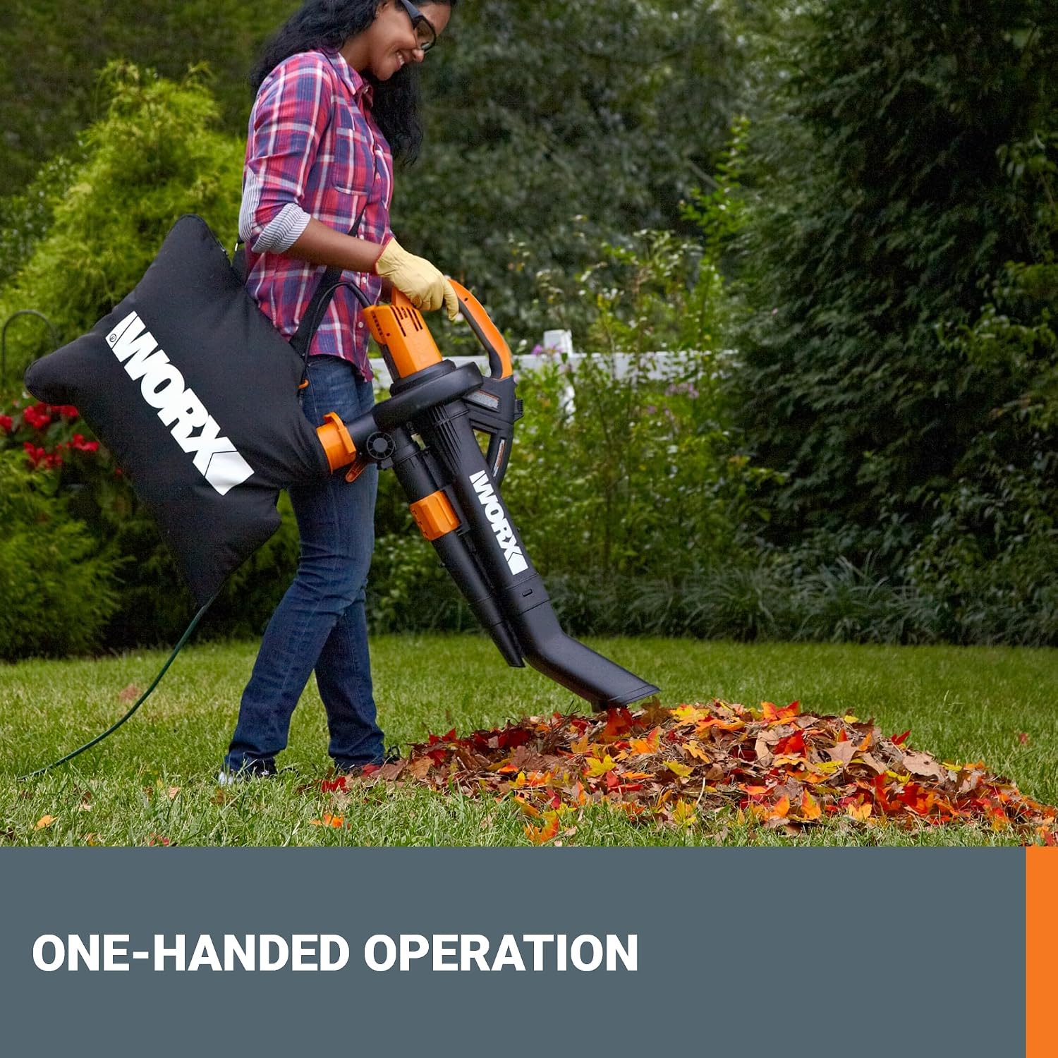 WORX Trivac 3-in-1 Electric Leaf Blower/Leaf Vacuum/Leaf Mulcher, WG509 | 350CFM & 210MPH Airflow, 18:1 Mulch Ratio for Efficient Leaf Removal, Corded