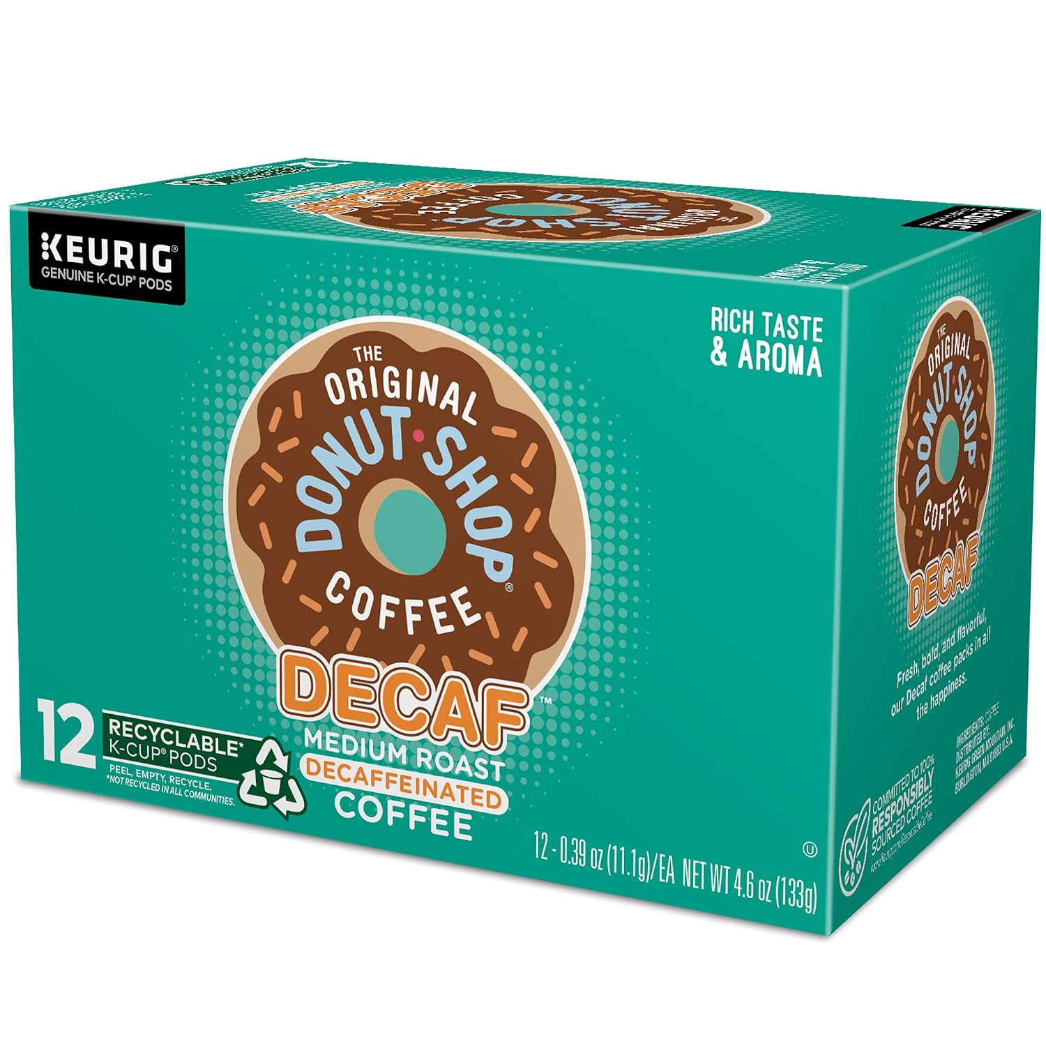 The Original Donut Shop Keurig Single-Serve K-Cup Pods, Decaf Keurig Single-Serve K-Cup Pods, Medium Roast Coffee, 12 Count