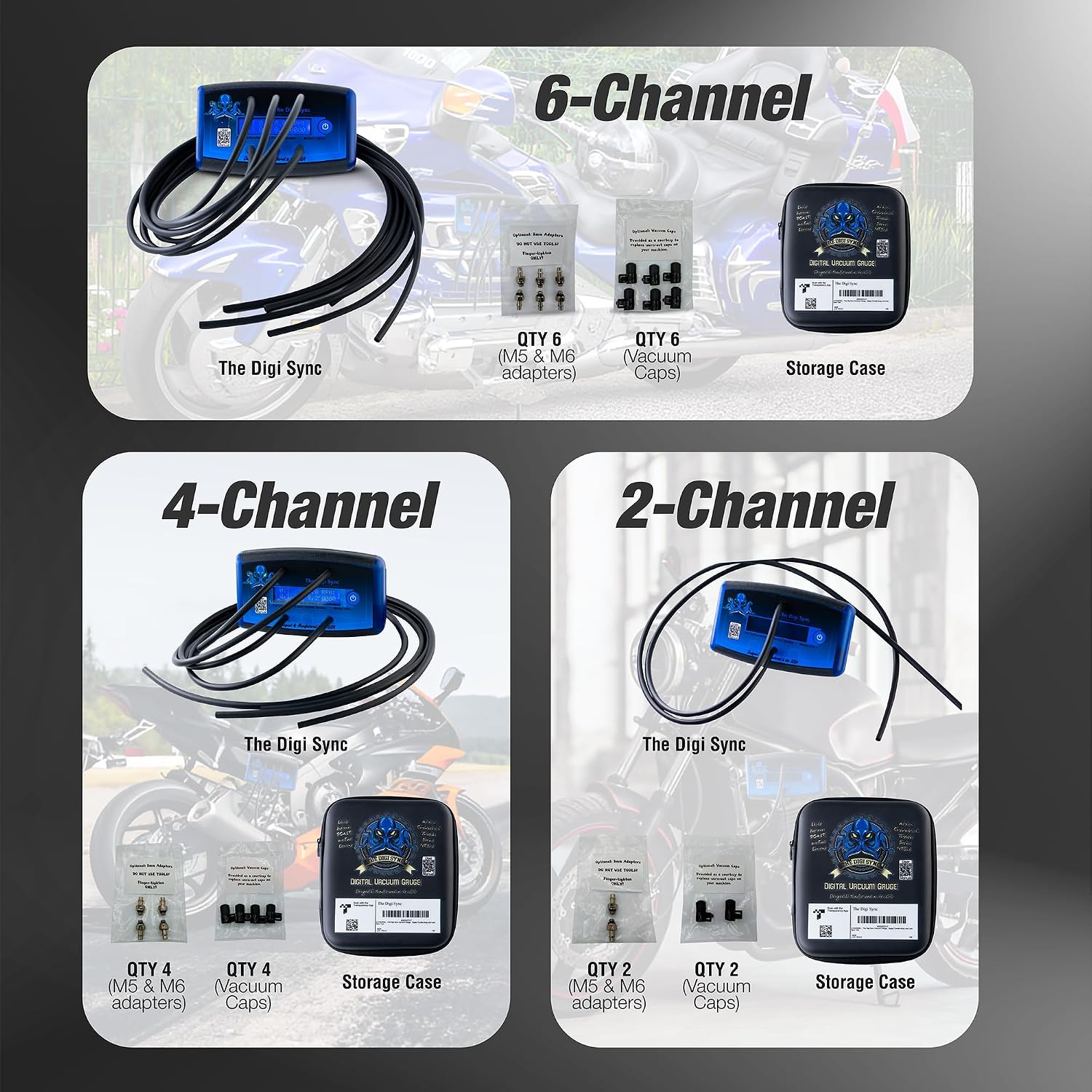 6-Channel - The Digi Sync™ Digital Throttle Body & Carb Sync Tool, Easy To Use & Accurate Carburetor Synchronizer, Vacuum Gauge Carburetor