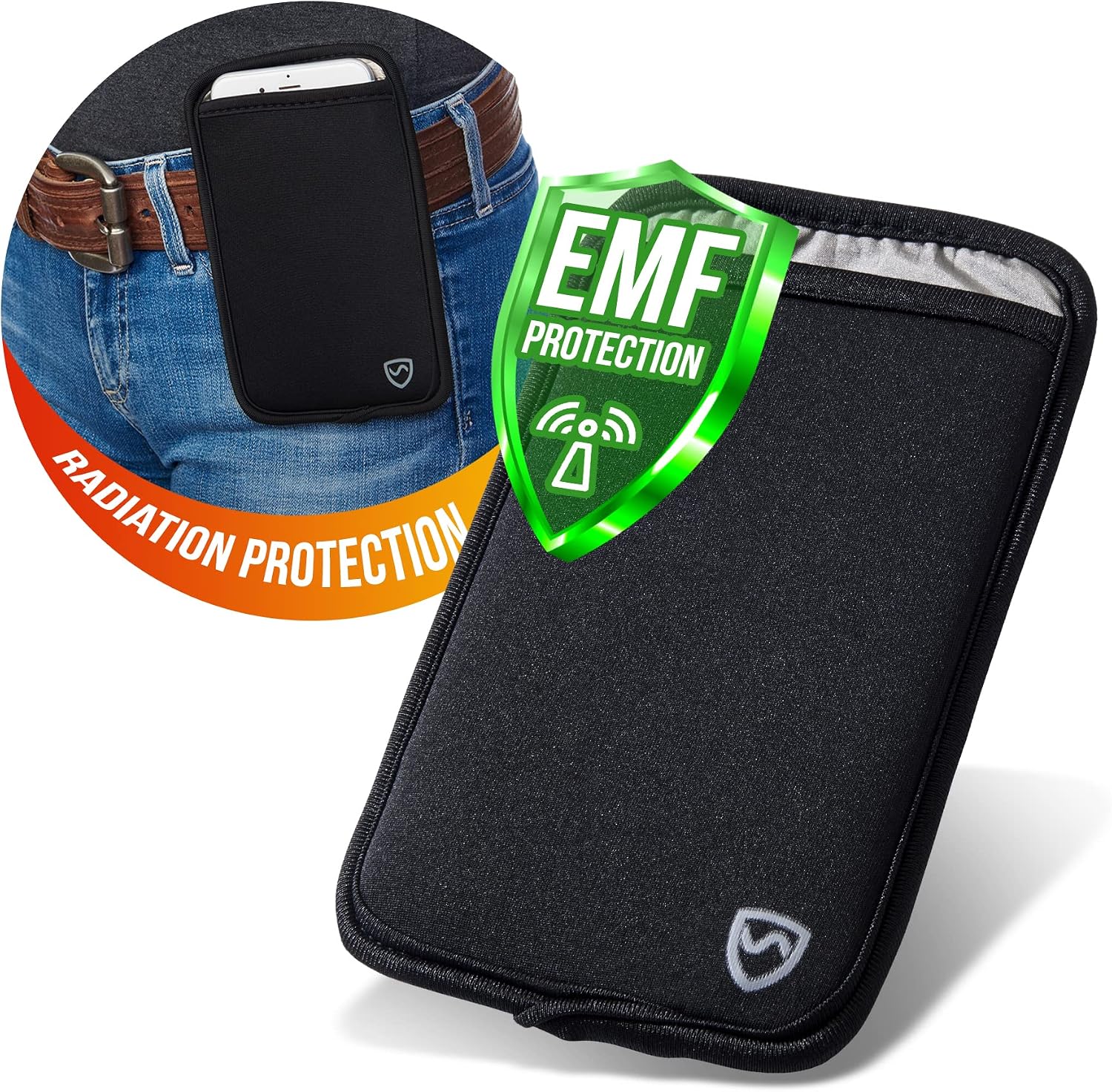 SYB Shield Your Body Anti Radiation Cell Phone Pouch, Cell Phone Sleeves for Blocking EMF, Radiation Blocker for Cell Phone, Black, XL, for Phones Up to 3.25-inches Wide (7 x 4.25 Inches Pouch Size)