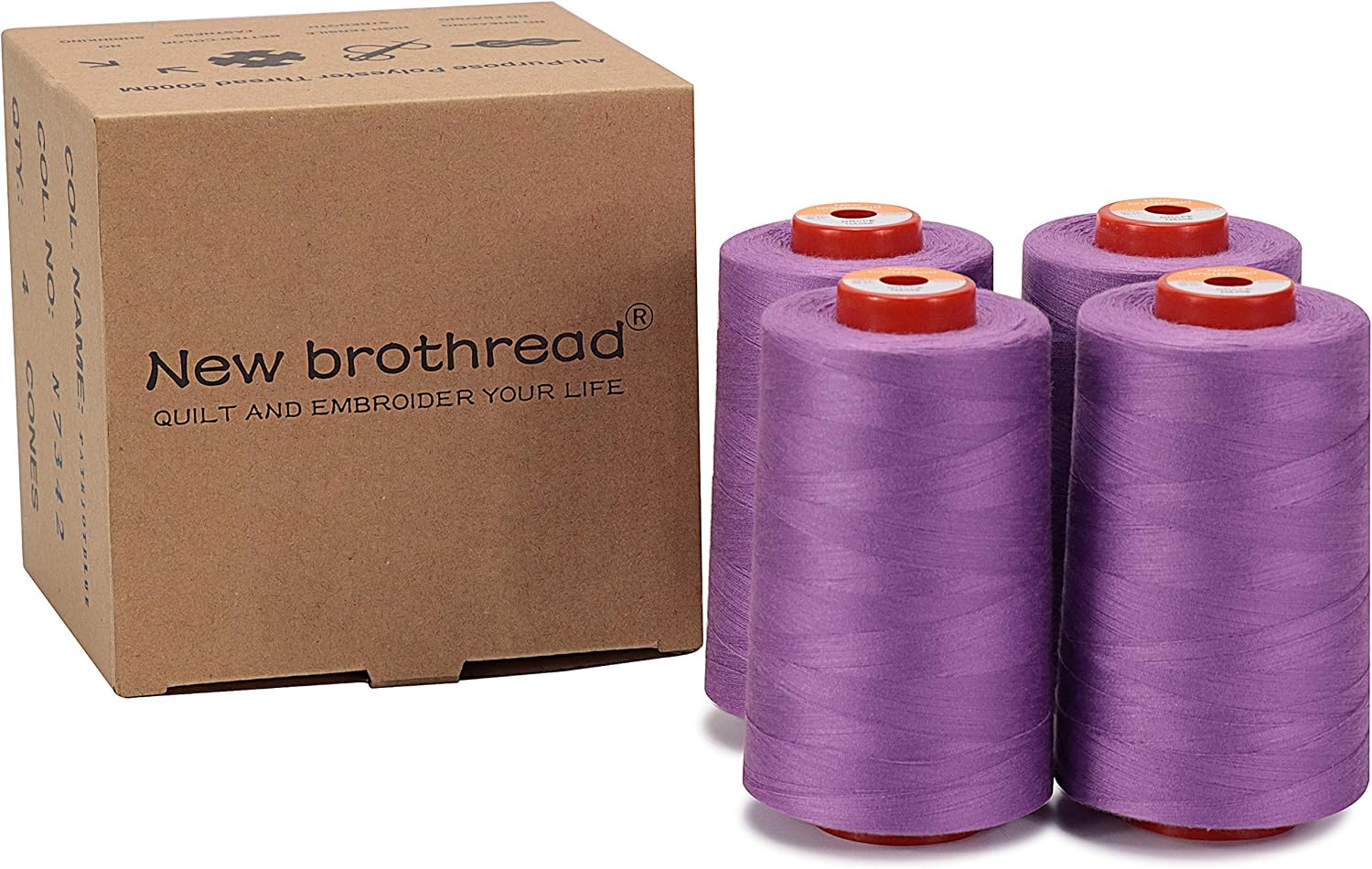New brothread 4 Large Cones All Purpose Polyester Thread -Cream