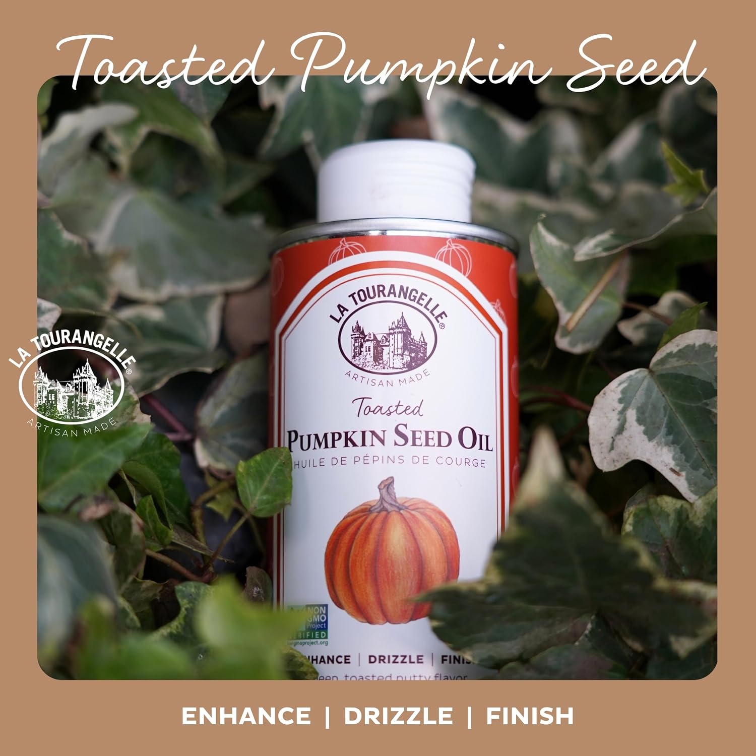 La Tourangelle Toasted Pumpkin Seed Oil, for Cooking, Dressings, 8.45 fl oz | Made Using Traditional Styrian Techniques, Great for Pastas and Spreads, Health and Beauty Oil, Gluten Free, Non-GMO