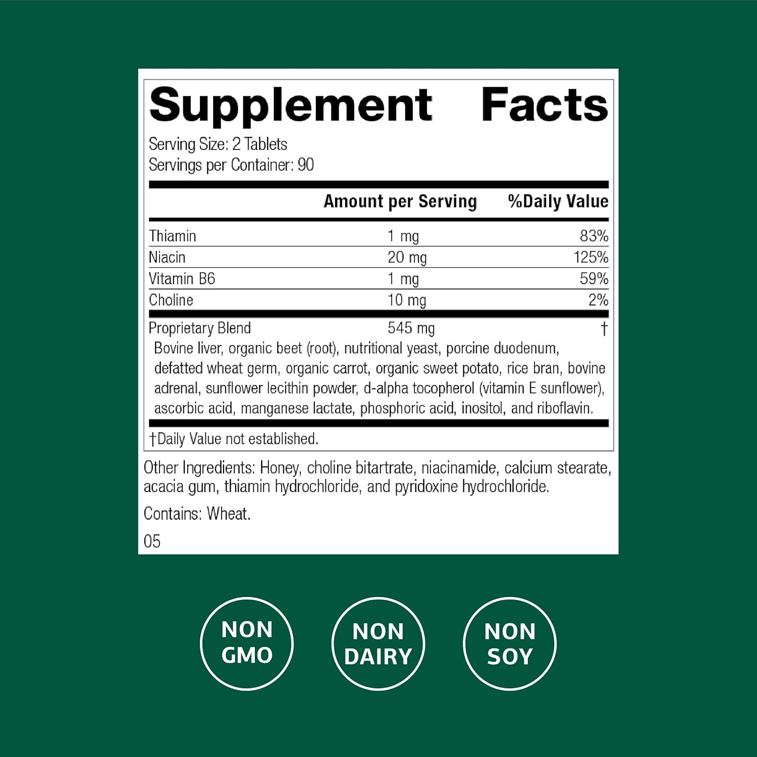Standard Process Cataplex B - Nervous System & Heart Health Supplement - Contains B Vitamins for Energy Support - Supports Energy Metabolism - Non-Dairy & Non-Soy - 180 Tablets (90 Servings)