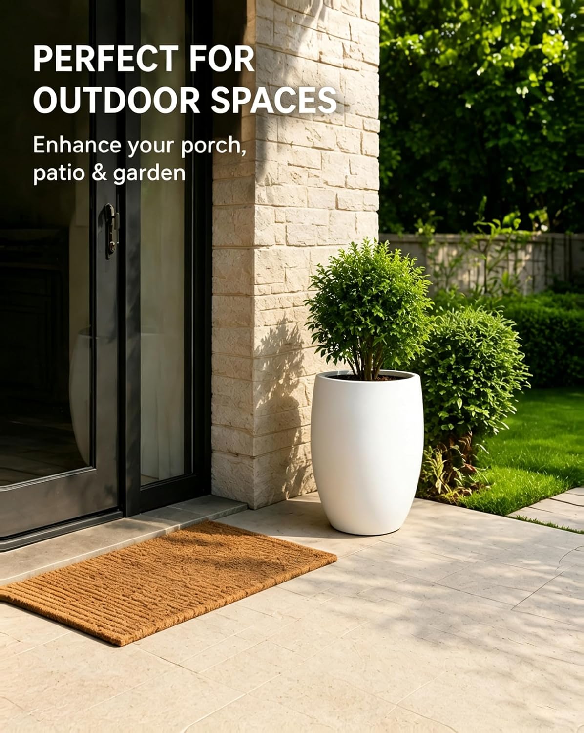 Kante Tall Concrete Planter 21.7" Modern White Floor Pot for Indoor Outdoor