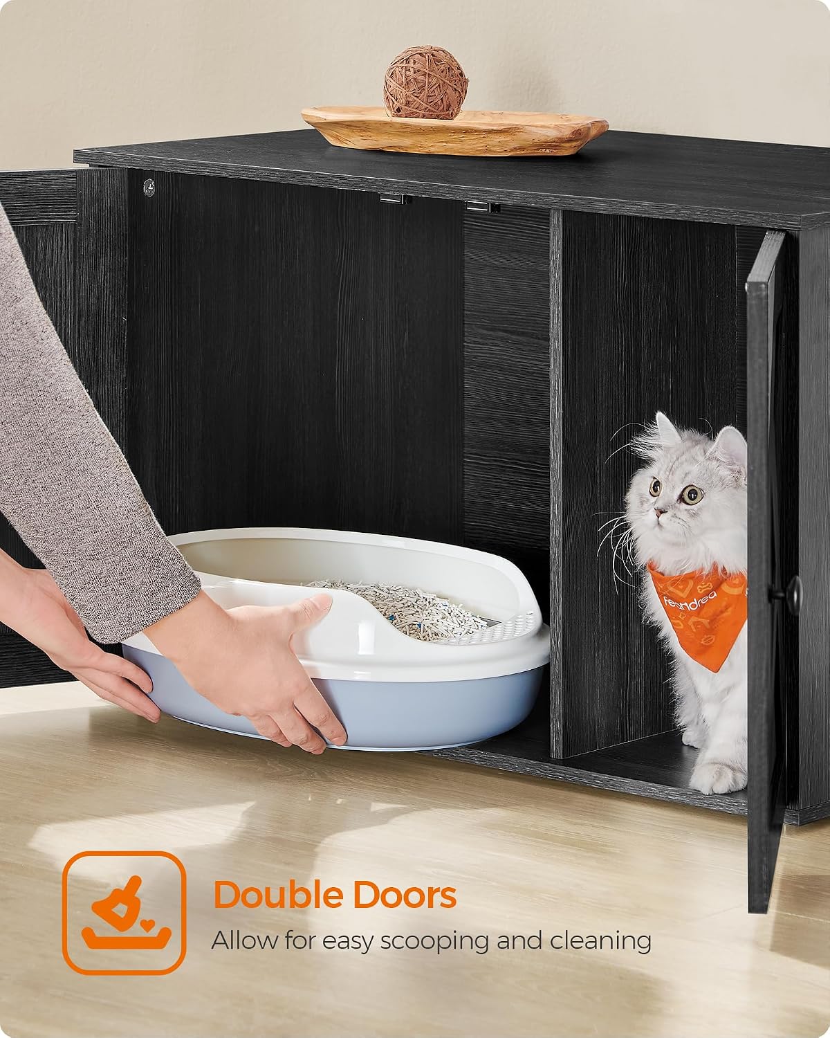 Feandrea Cat Litter Box Enclosure, End Table, 31.5 x 20.9 x 19.7 Inches