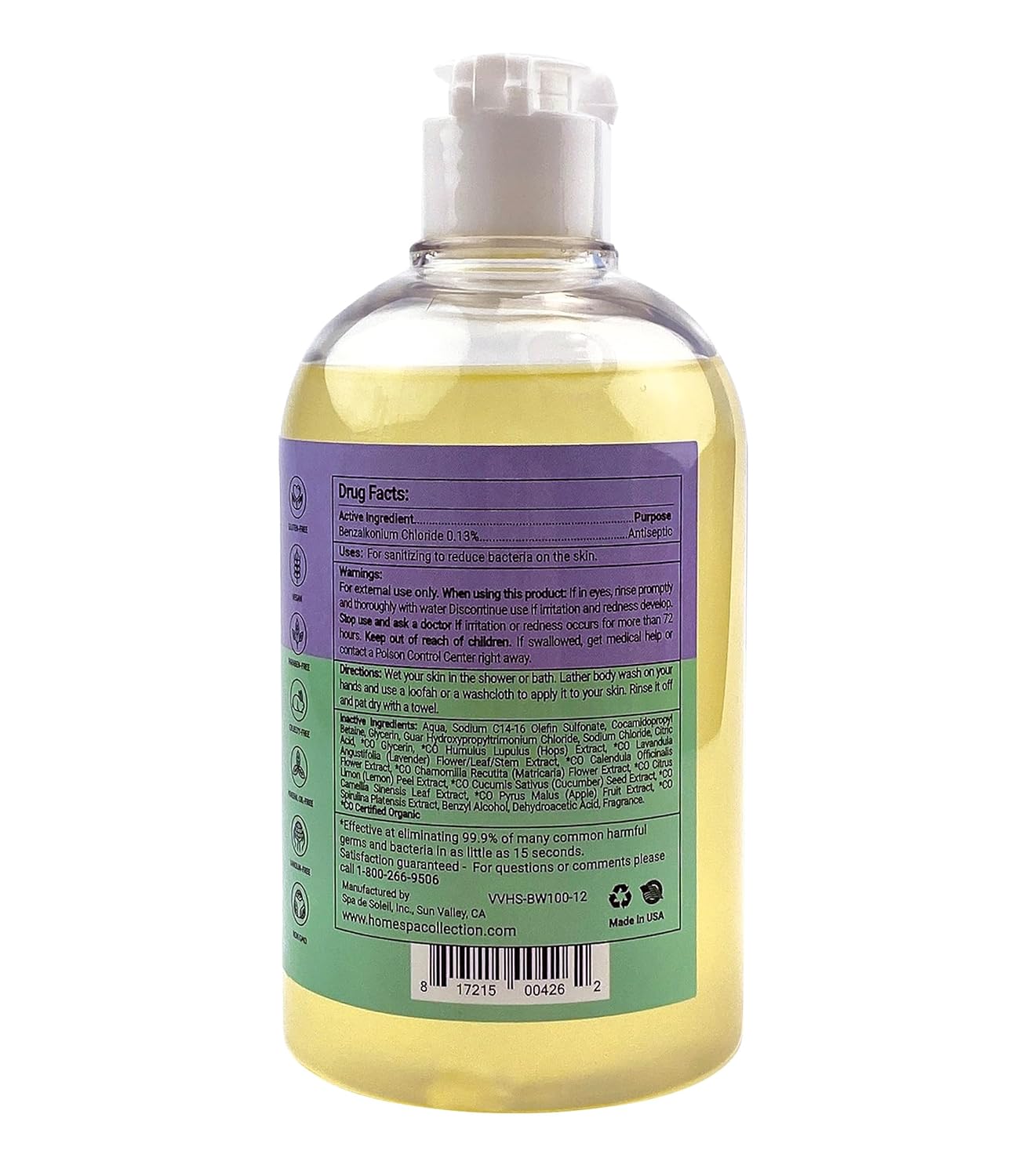 Lemon Body Wash, Antibacterial Soap With Tea Tree Oil, 12 Fl Oz