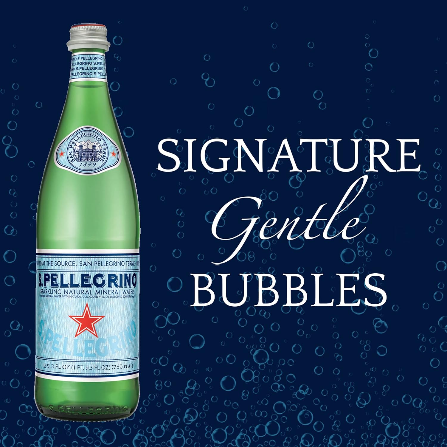 S.Pellegrino Sparkling Natural Mineral Water, 6 Pack of Glass Bottles