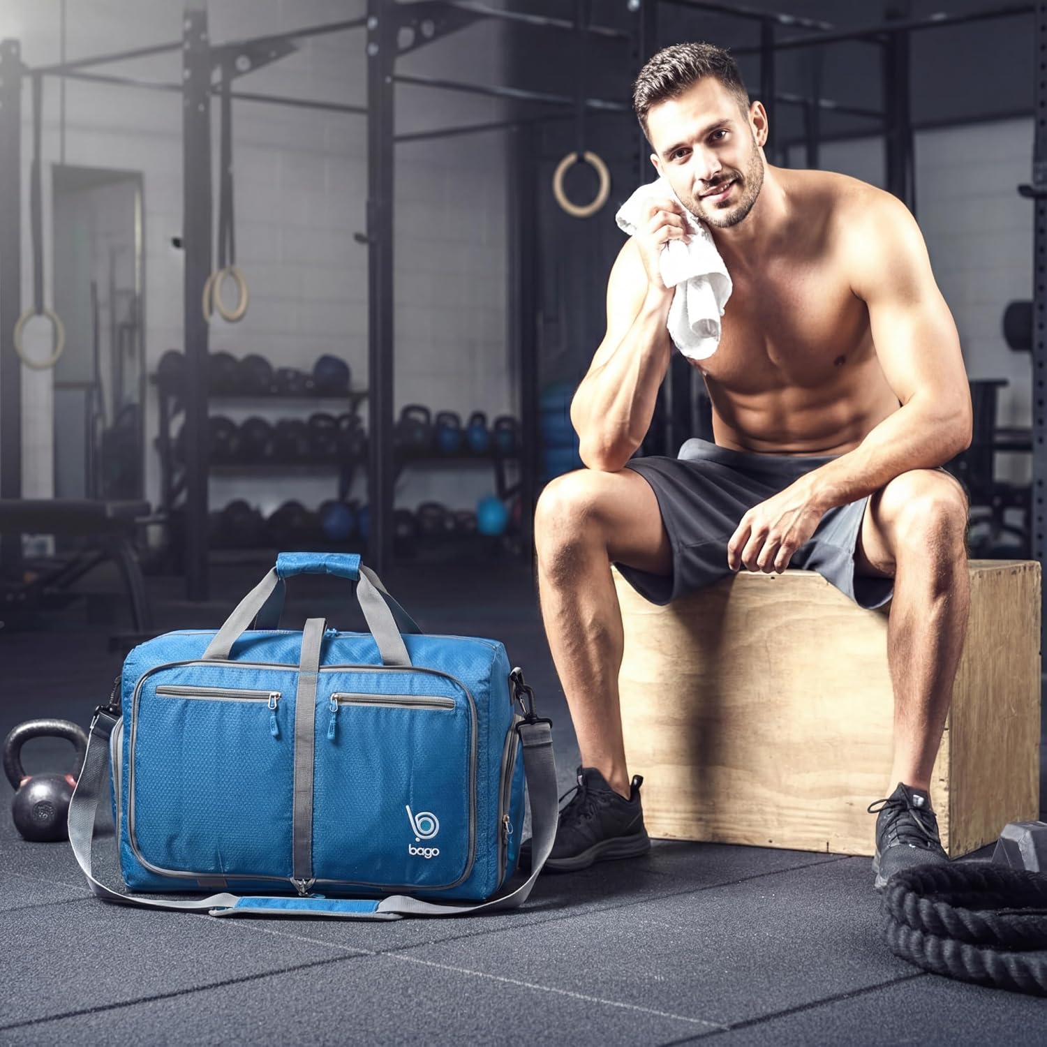 Bago Large Duffle Bag for Travel Women & Men. Durable Lightweight Foldable Travel Duffel Bags For Traveling Women. 80L Duffle Bags For Overnight Bag With Shoe Compartment Collapsible Weekender duffel