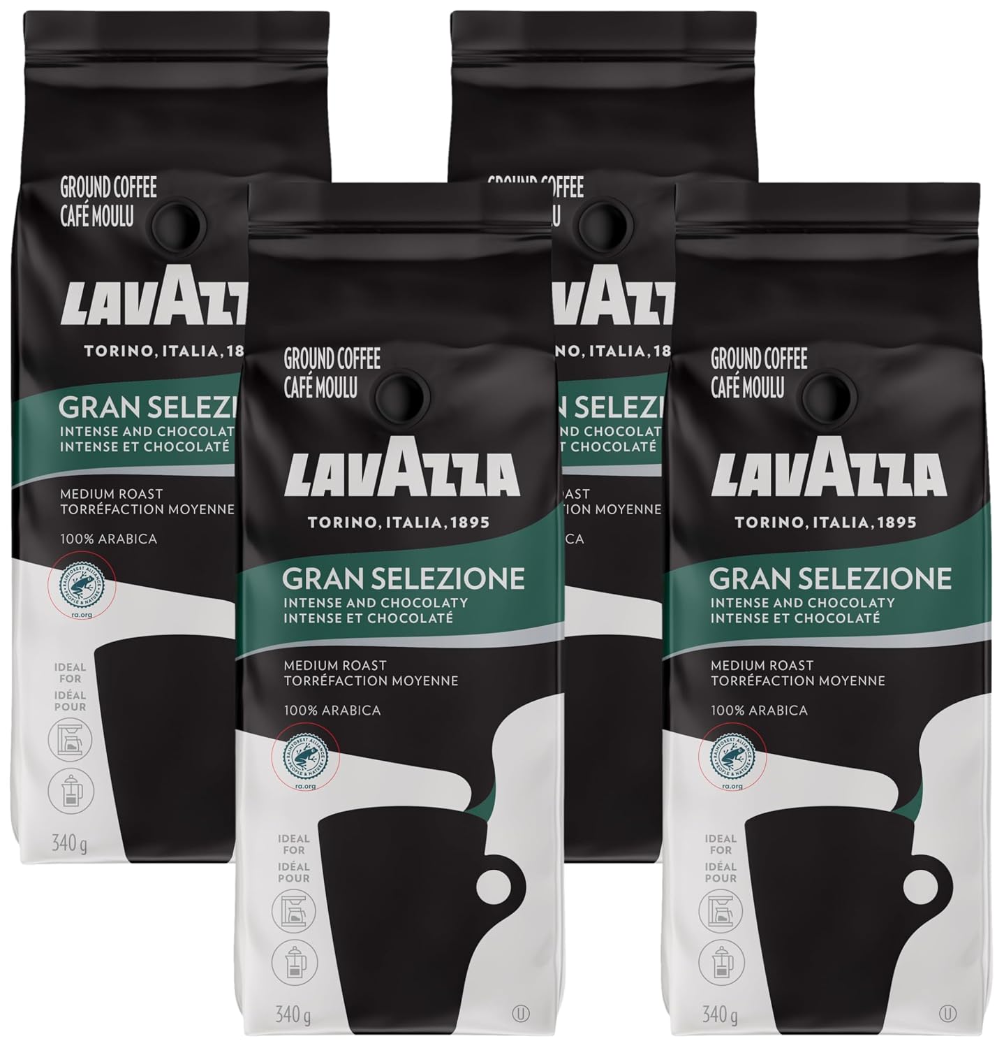Lavazza Italian Roast Ground Coffee 12oz Bag, Extra Dark Roast (Pack of 1) - Package May Vary