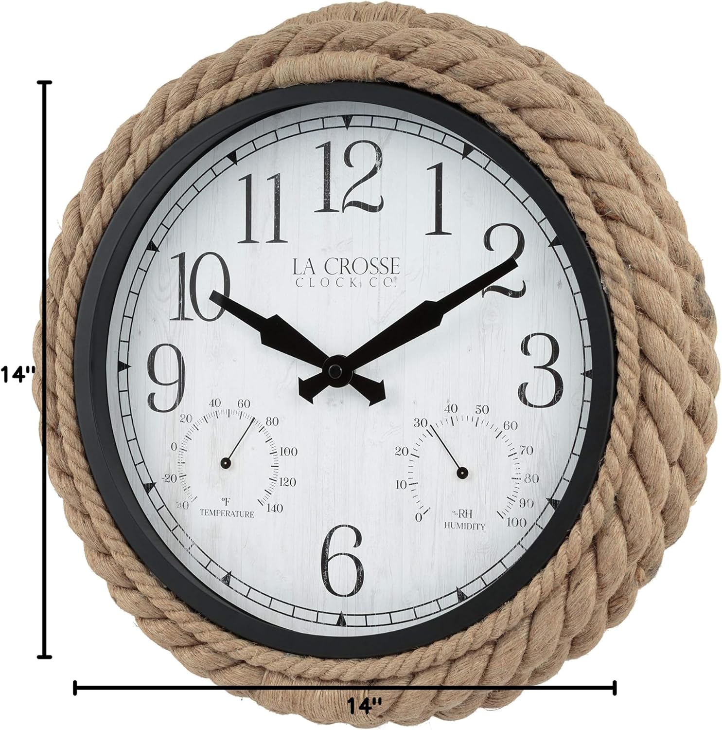 La Crosse Clock 433-3836 14-inch Rowan Indoor/Outdoor Rope Analog Quartz Wall Clock