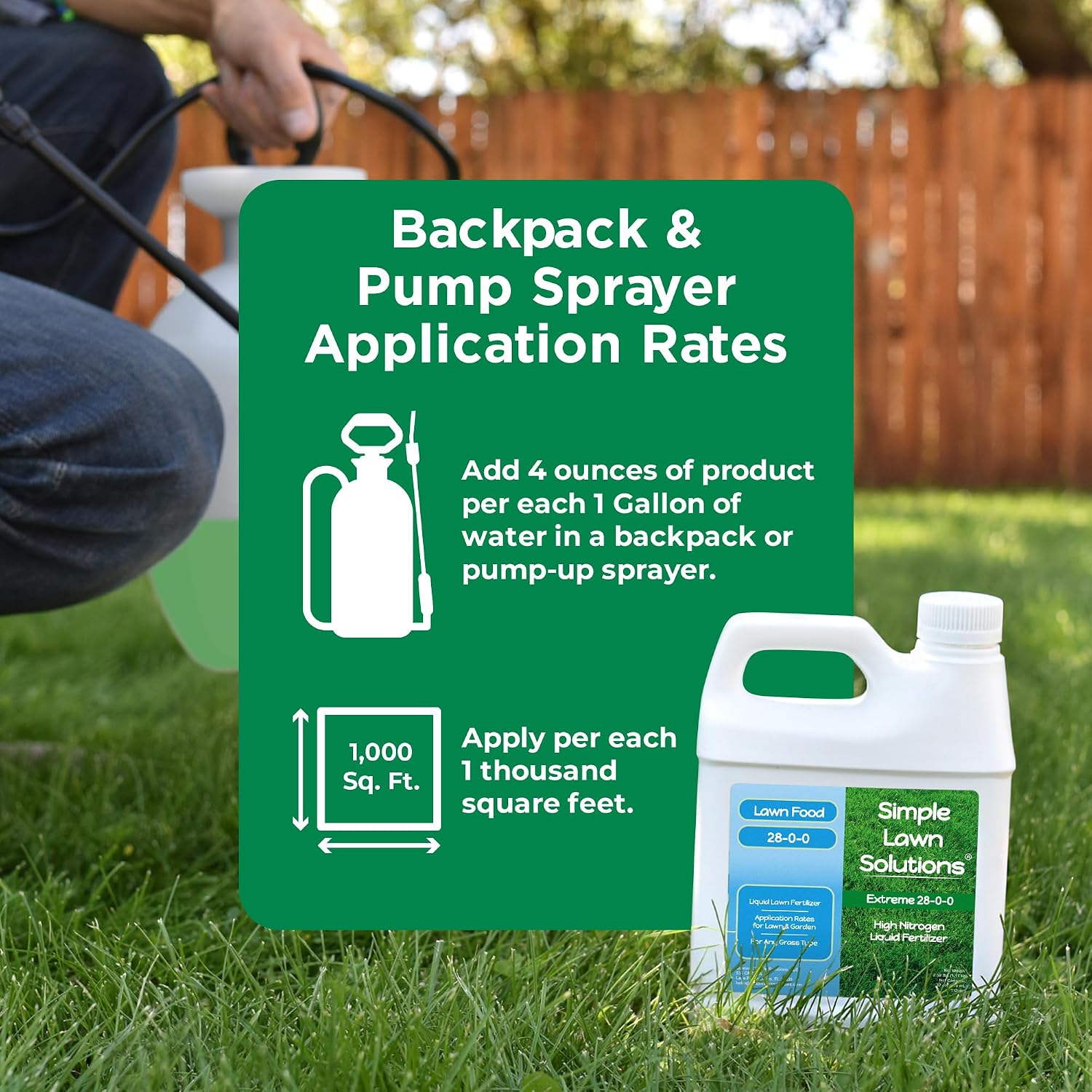 Maximum Green & Growth Fertilizer High Nitrogen 28-0-0 Liquid Lawn Food Spray Spring & Summer- Any Grass Type- Simple Lawn Solutions - Concentrated Quick & Slow Release Attached Sprayer (32 Ounce)