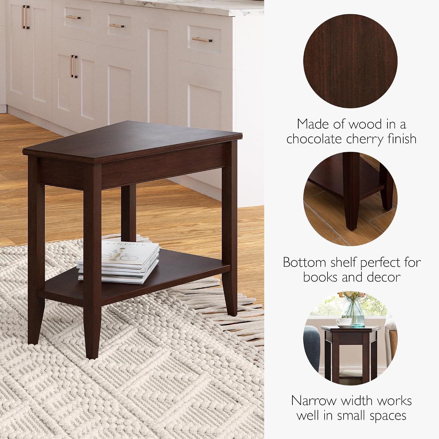 Leick Home Delton Wedge End Table, 17", Sienna