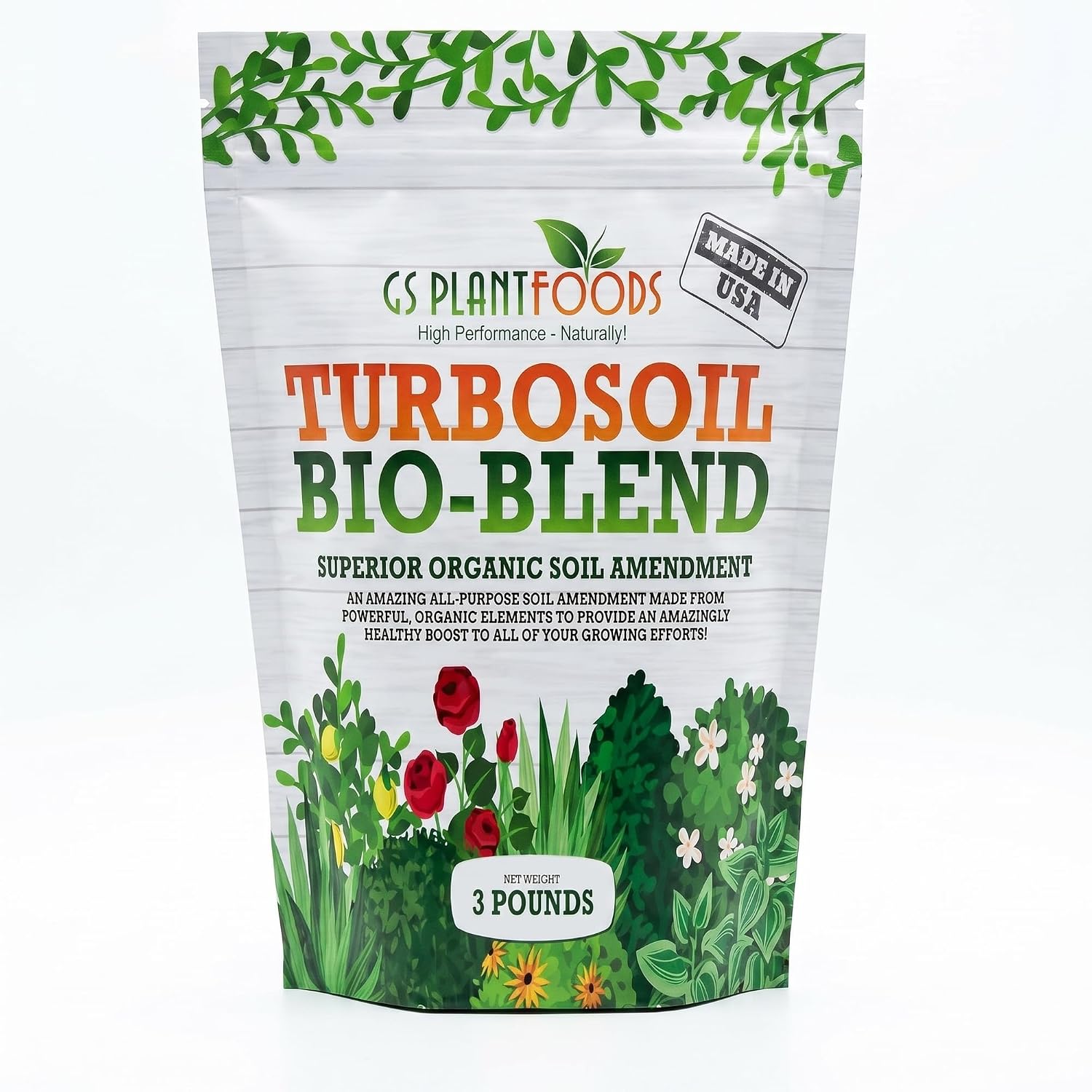 GS Plant Foods Turbo Bio-Blend Organic Soil Amendment Premium Brown 3 lbs