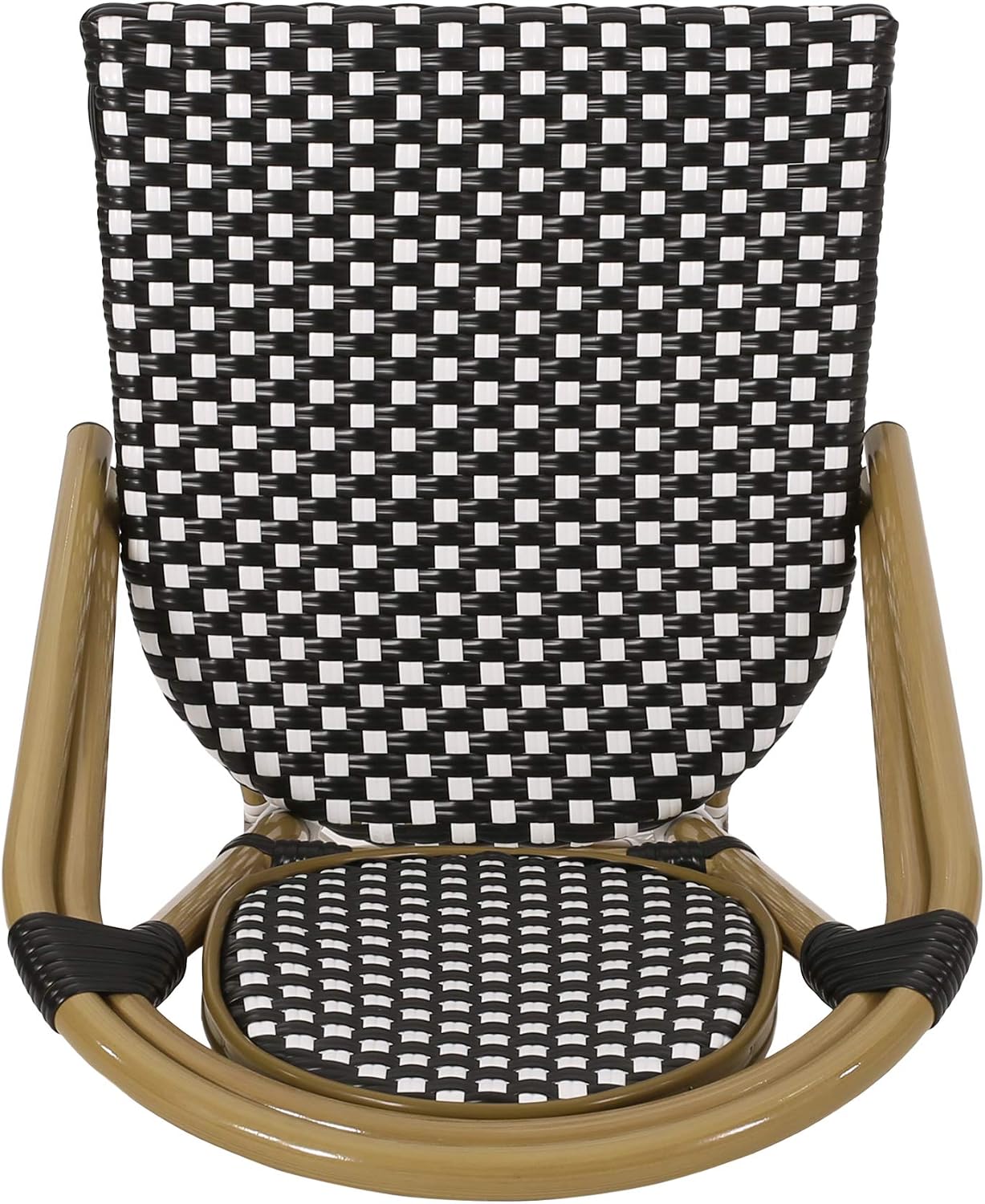 Christopher Knight Home Gwendolyn Outdoor French Bistro Chairs (Set of 4), Black + White + Bamboo Print Finish