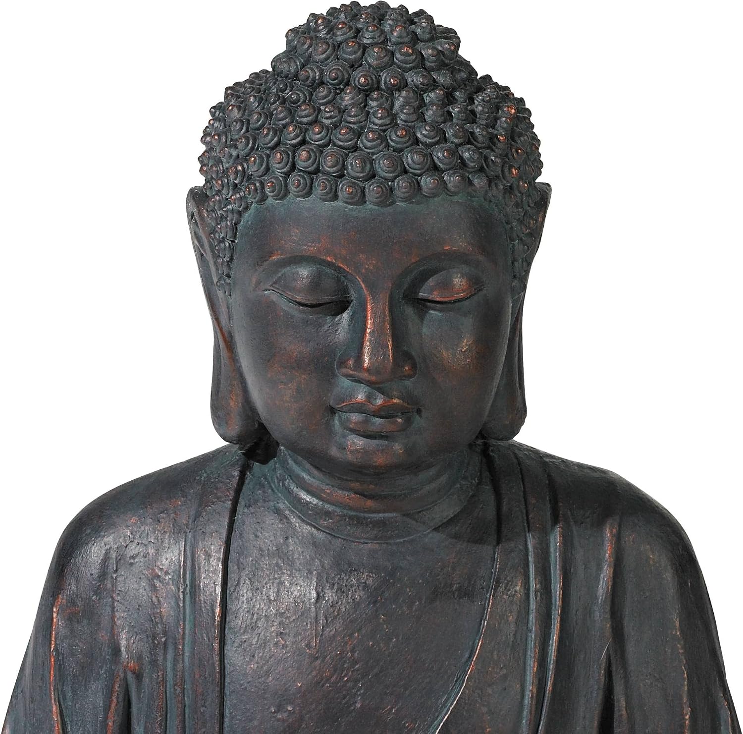 Meditating Buddha 24" High Outdoor Indoor Large Bubbler Fountain with Light | Zen Asian Decor Resin Floor LED Standing Water Feature for Outside Garden Patio Yard Backyard Porch Deck
