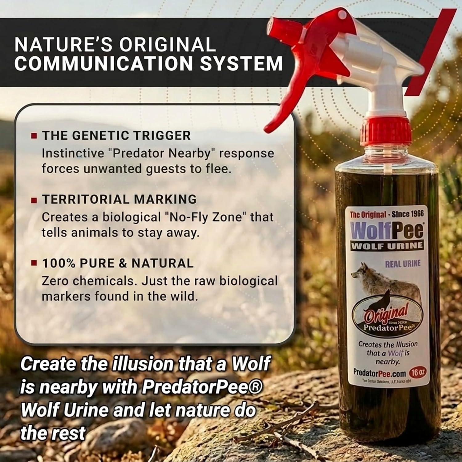 PredatorPee 100% Wolf Urine Natural Predator Scent Outdoor Yard Garden