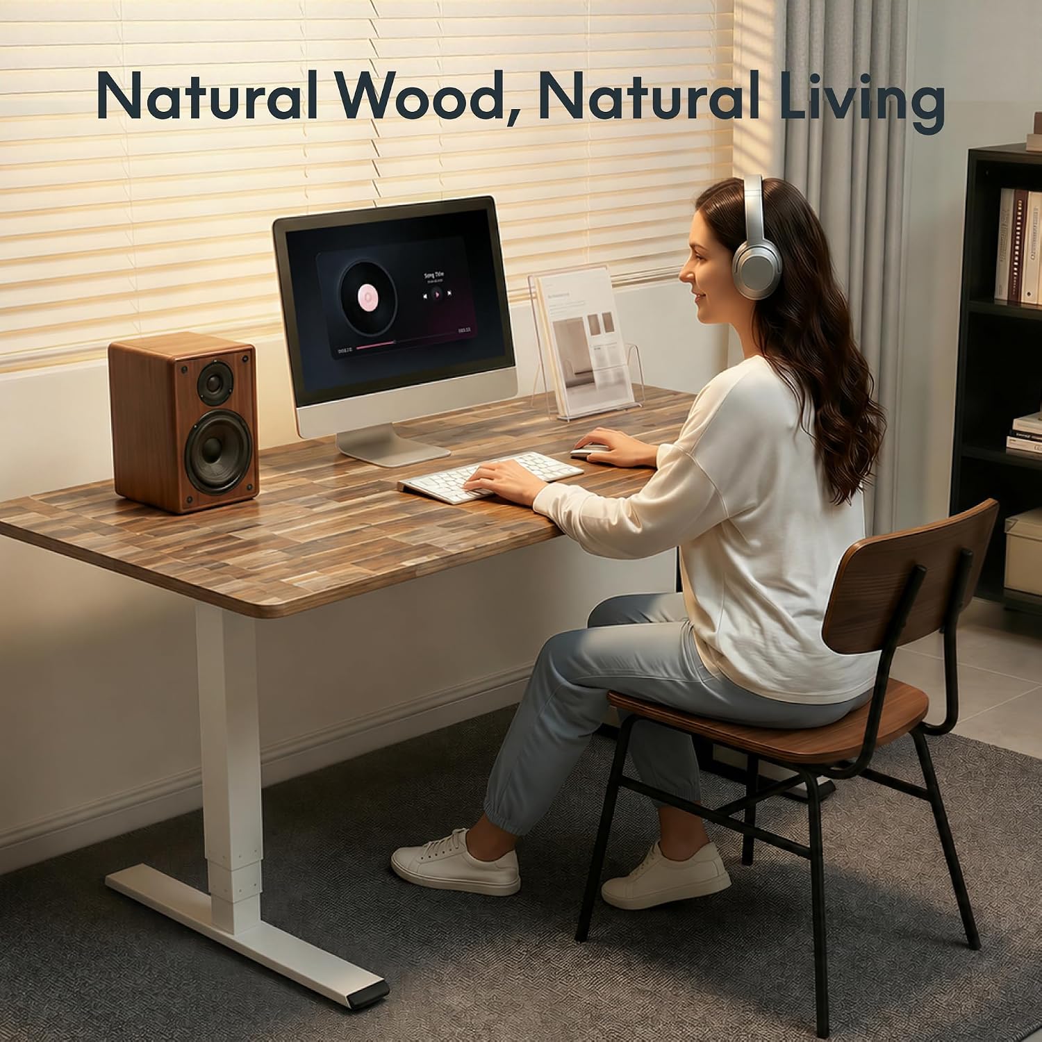 FLEXISPOT Acacia Solid Wood 55"x28" Butcher Block Desktop, Walnut | Acacia Solid Wood, Thick Beveled Edge, For Standing Desk, Office Table, Workbench, DIY Furniture Projects