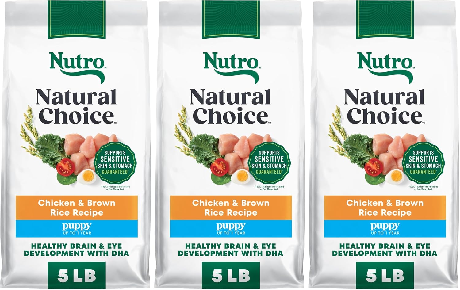 Nutro Natural Choice Puppy Dry Dog Food, Chicken & Brown Rice, 5 lb | Real chicken #1 ingredient, supports brain & eye development, healthy bones & muscles, non-GMO, made in USA