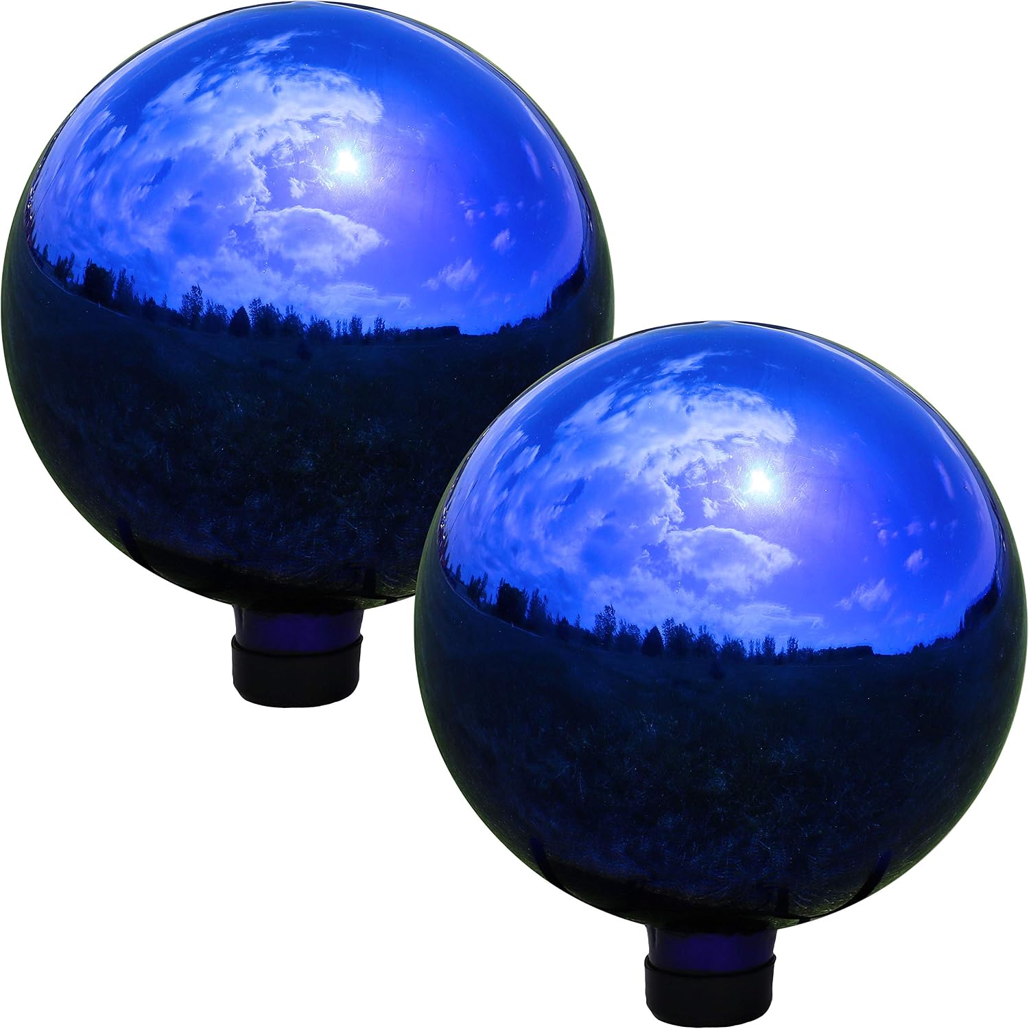 Sunnydaze 10-Inch Handblown Mirrored Glass Gazing Ball, Red | Reflective Outdoor Garden Globe Sphere, for Yard, Patio, Flower Bed, Walkway, and Landscape Decor, Stainless Steel Finish