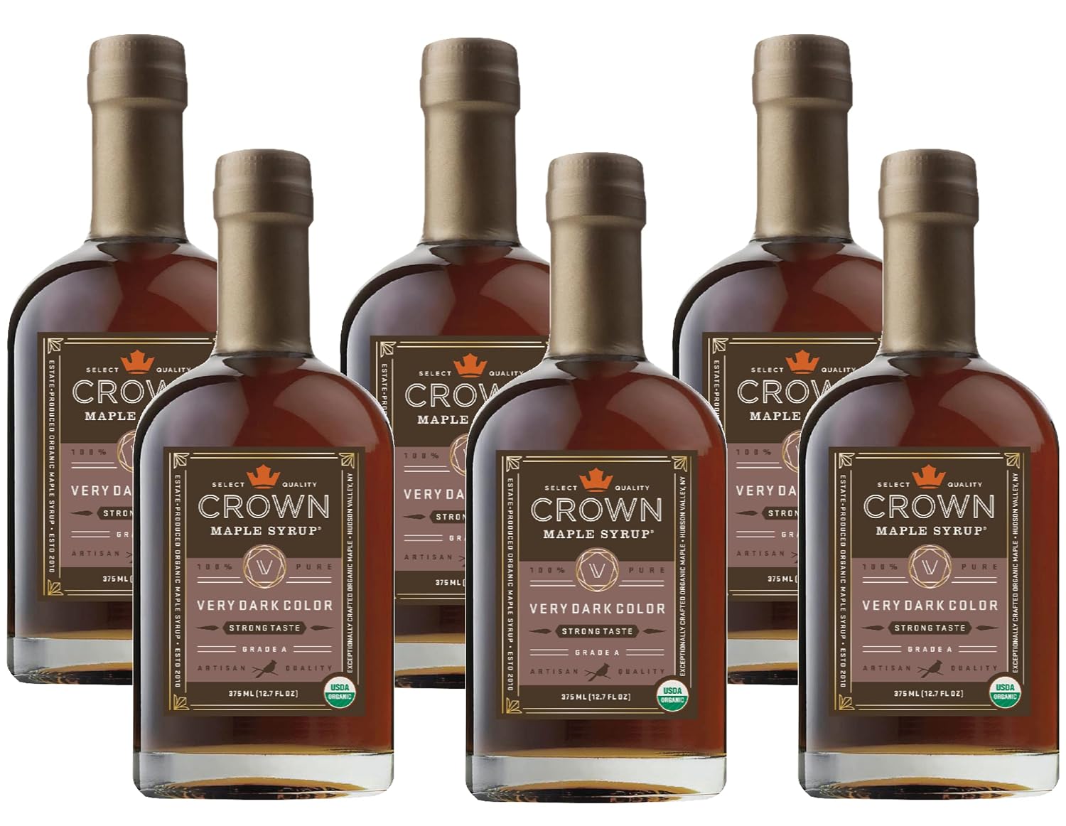 Crown Maple Organic 100% Pure Amber Color Rich Taste Maple Syrup, Flavor Marinades, Cocktails, Pancakes, Squash & Bacon, 12.7 Fl Oz