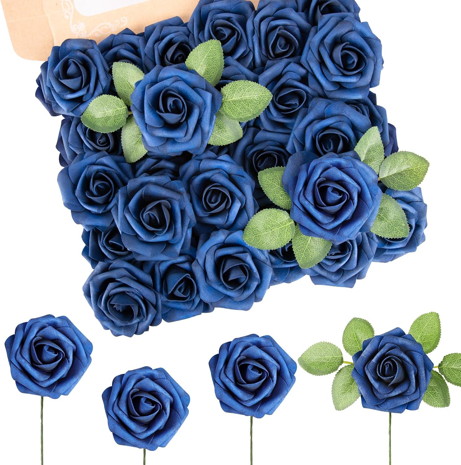 30PCS Yellow Artificial Flowers, Real Touch Fake Roses for Fall Decorations