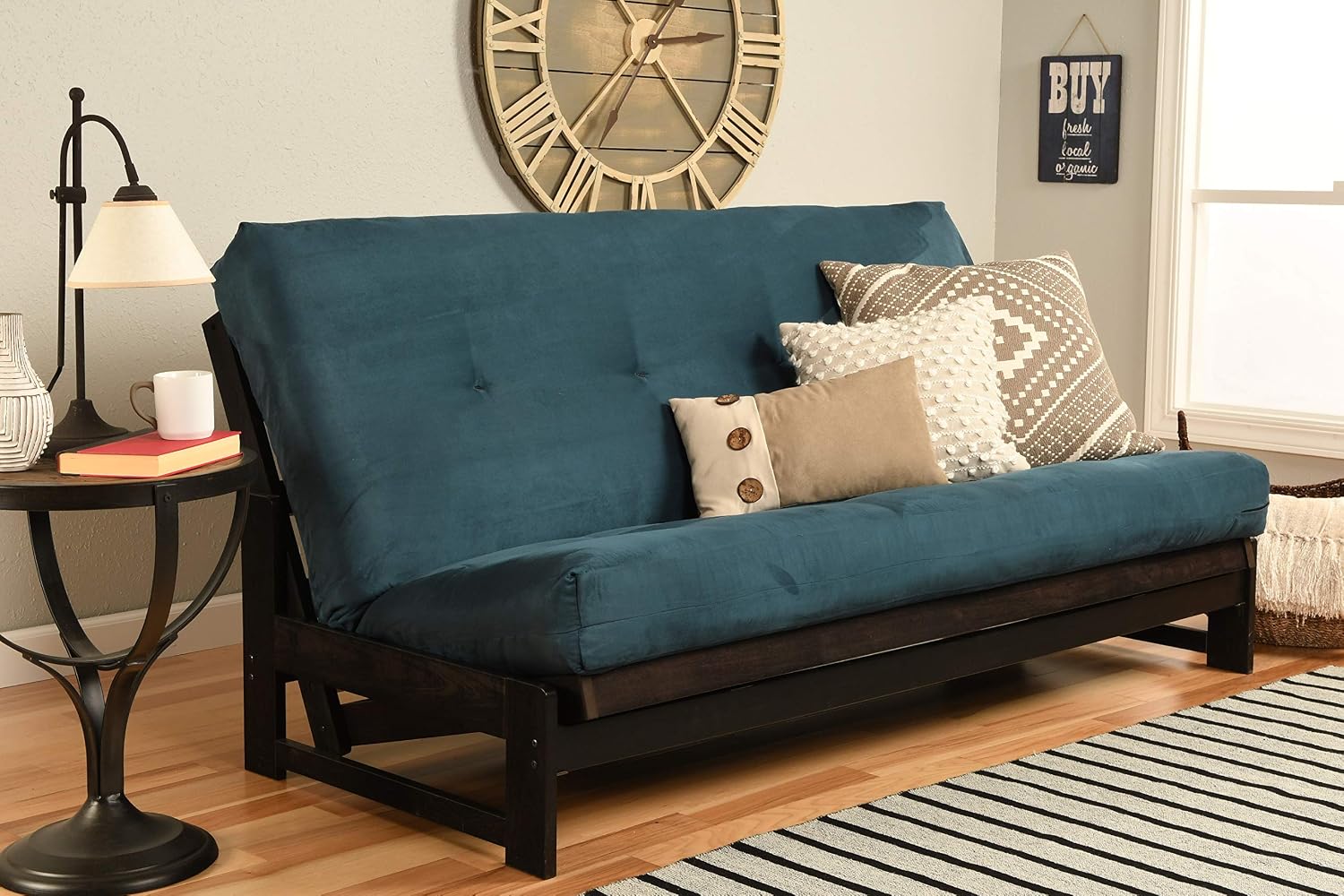 Kodiak Furniture Aspen Futon Set with Reclaim Mocha Finish, Suede Black