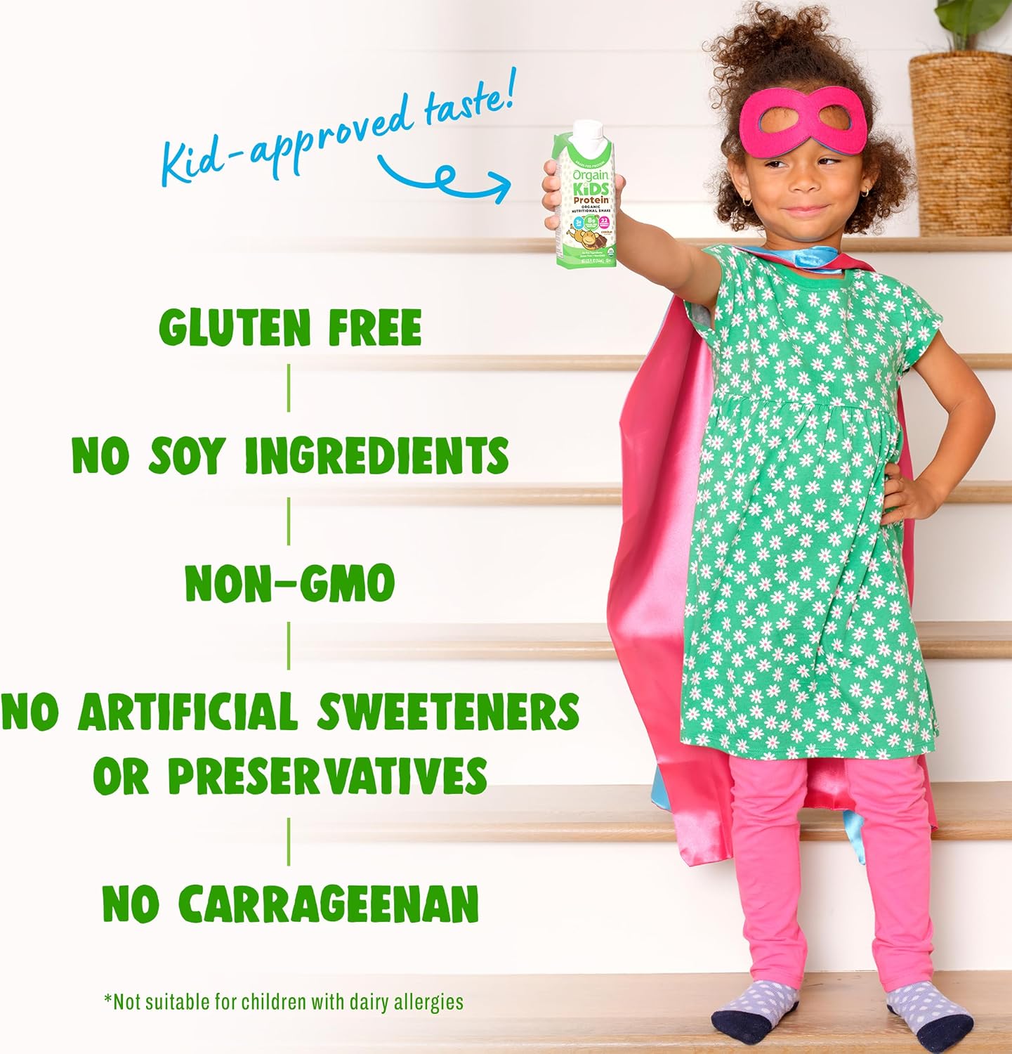 Orgain Organic Kids Dairy 8g Protein Shake, Chocolate, 8.25 oz, 4pk | Nutritional drink, grass-fed protein, 22 vitamins & minerals, 3g fiber, non-GMO, no soy, healthy snack for picky eaters
