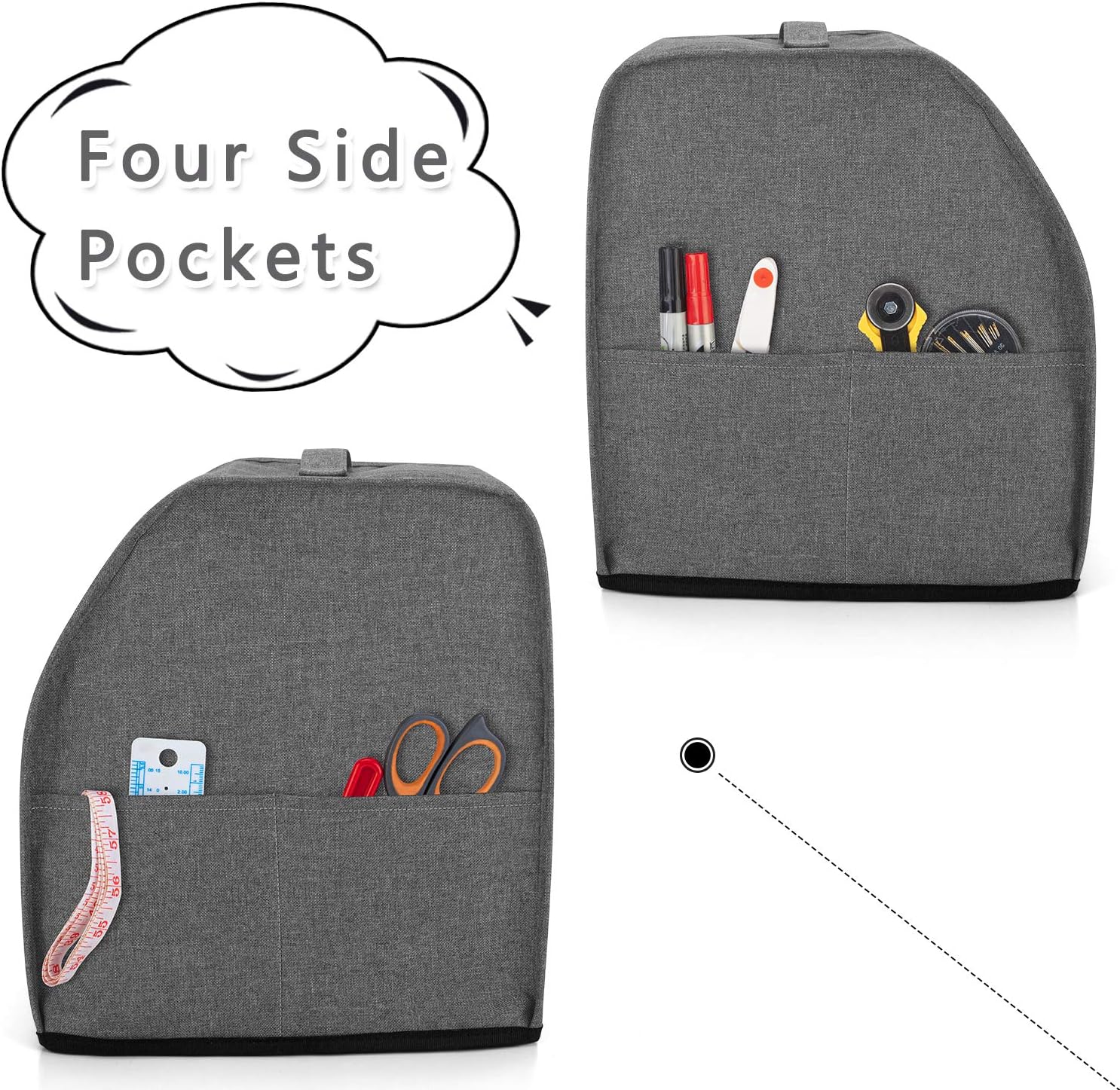 LUXJA Serger Machine Cover with Storage Pockets, Gray Dots