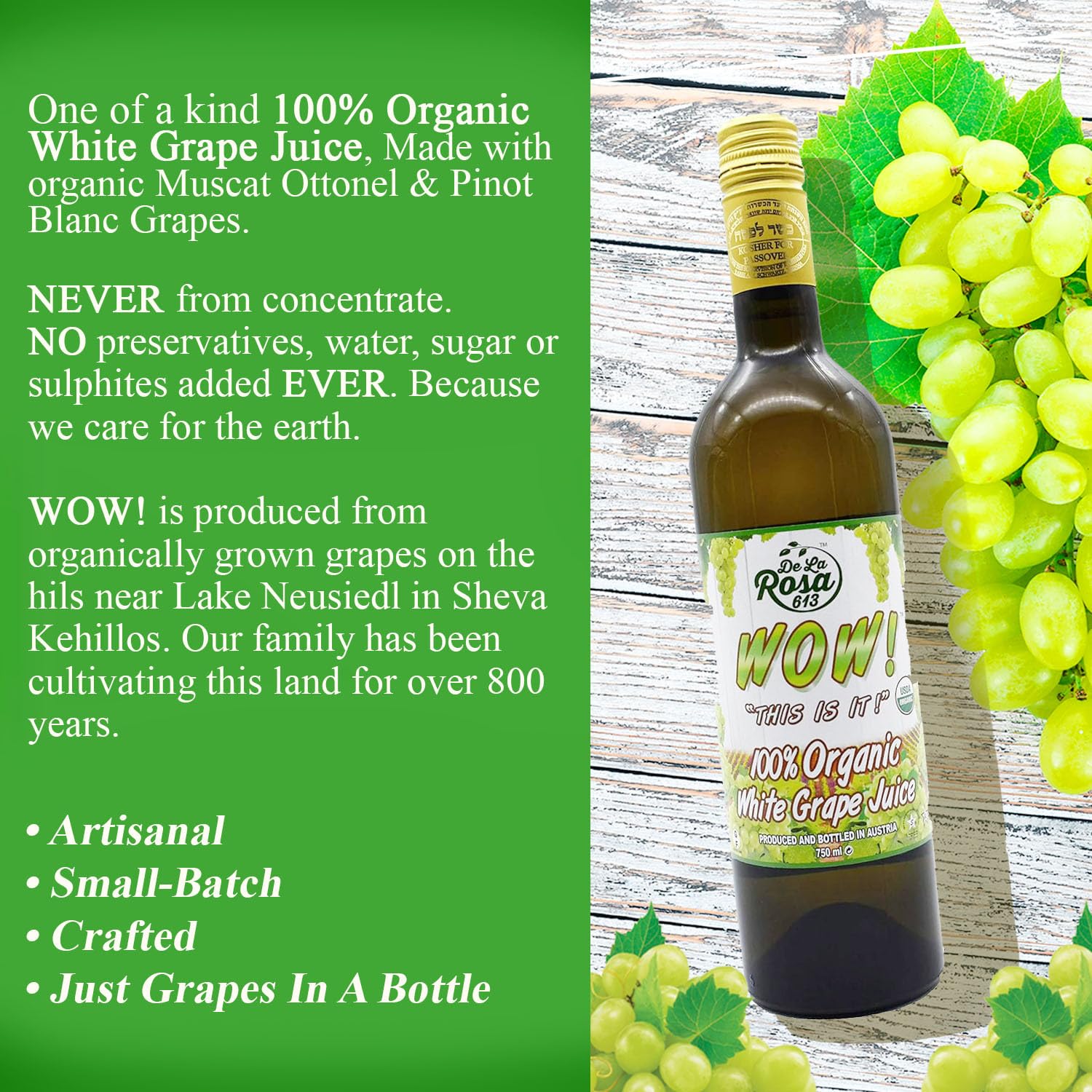 De La Rosa Organic Austrian Kosher Red Grape Juice (25.4 oz - 2pack)