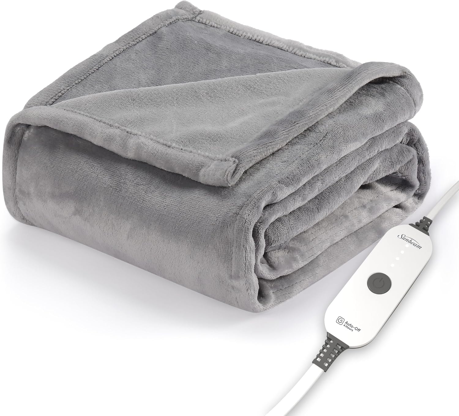 Sunbeam Electric Royal Posh Velvet Heated Blanket, 12 Heat Settings, 12-Hour Selectable Auto Shut-Off, Fast Heating, Warm and Lush, Champagne Color, King, 90" x 100"