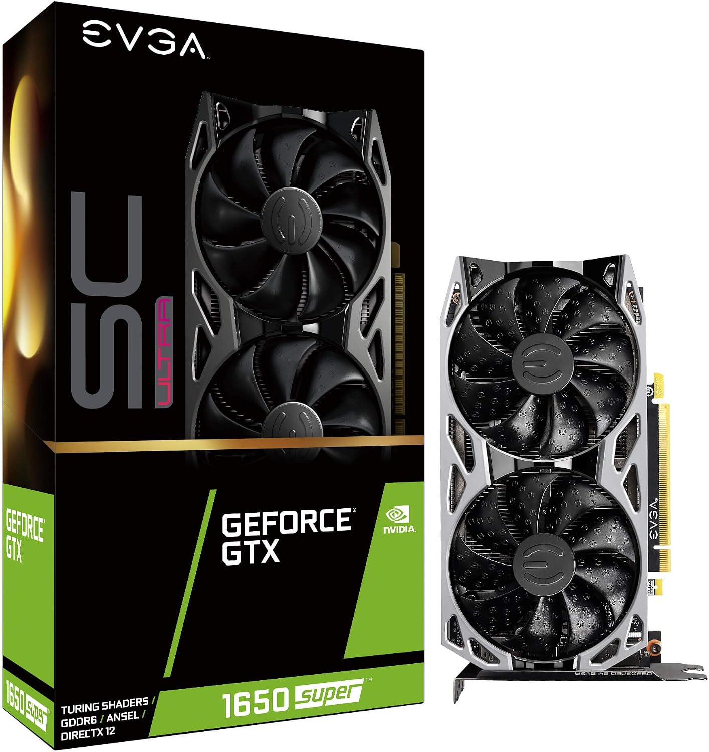 EVGA GeForce GTX 1650 Super SC Ultra Gaming, 4GB GDDR6, Dual Fan, Metal Backplate, 04G-P4-1357-KR