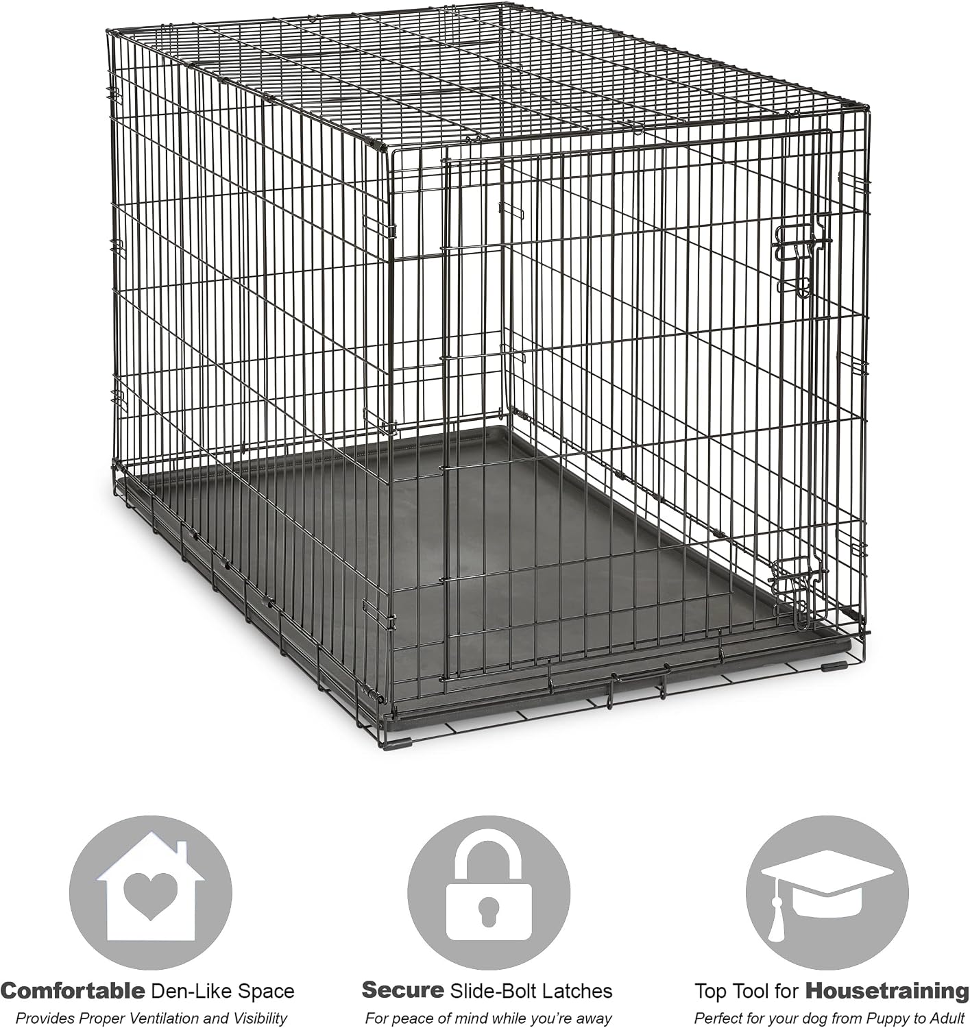 Midwest Homes for Pets 24-Inch New World Crate for Small Breeds, 12-20 lbs, Double Door Folding Dog Crate, Leak-Proof Tray & Secure Latches, Portable, Durable & Easy to Assemble