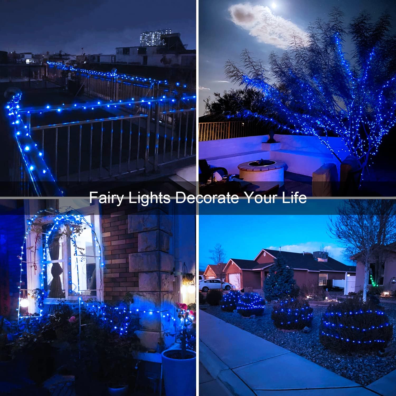 JMEXSUSS 2 Pack Solar String Lights Outdoor Total 66FT 200LED Fairy Lights | Outdoor Waterproof, 8 Modes Solar Christmas Lights for Outside Garden Tree Patio Yard Wedding Christmas Decorations, White