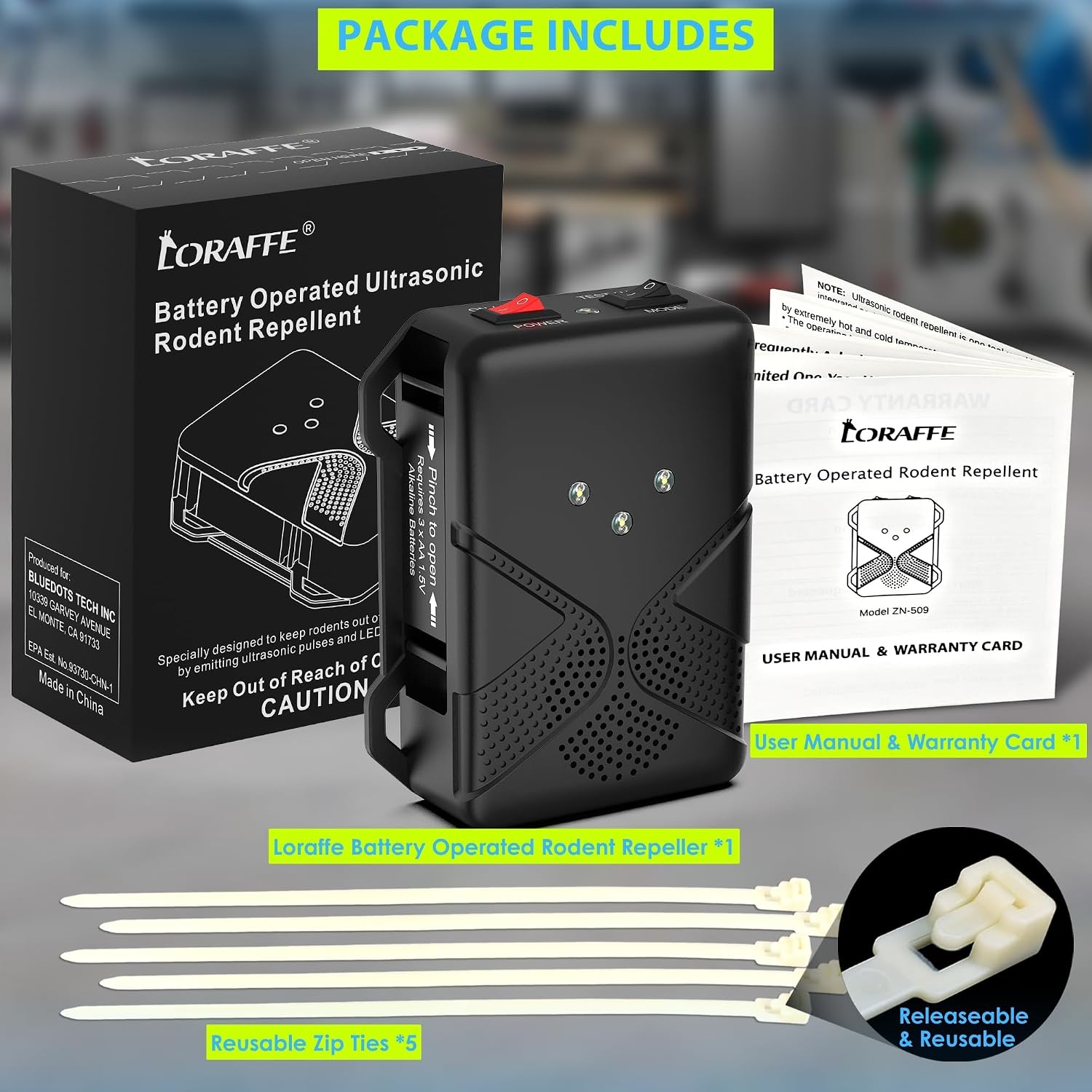 Loraffe Under Hood Animal Repeller Ultrasonic Rodent Repellent for Vehicle
