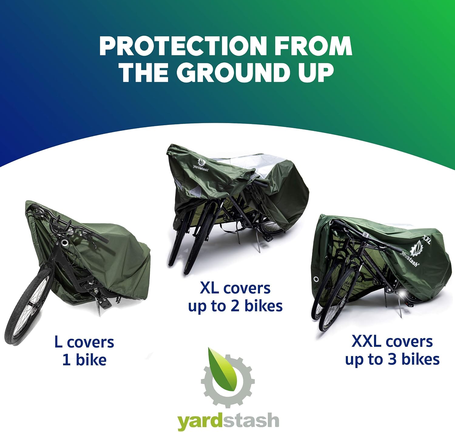 YardStash Bike Cover – XXL Reflective Bicycle Covers for Outside Storage - Waterproof & Weatherproof Garden Tarp Shelters for Bikes, Trikes, 29ers