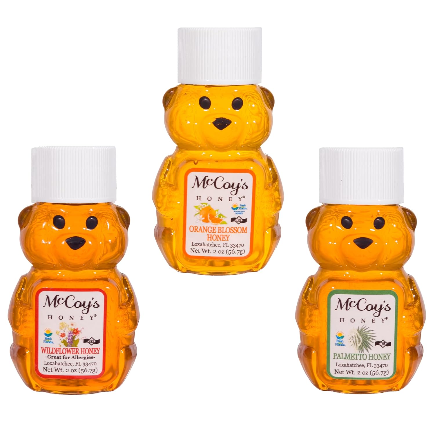 McCoy's Honey - 100% Pure, All-Natural, Raw Honey - Variety 2oz 3 Pack