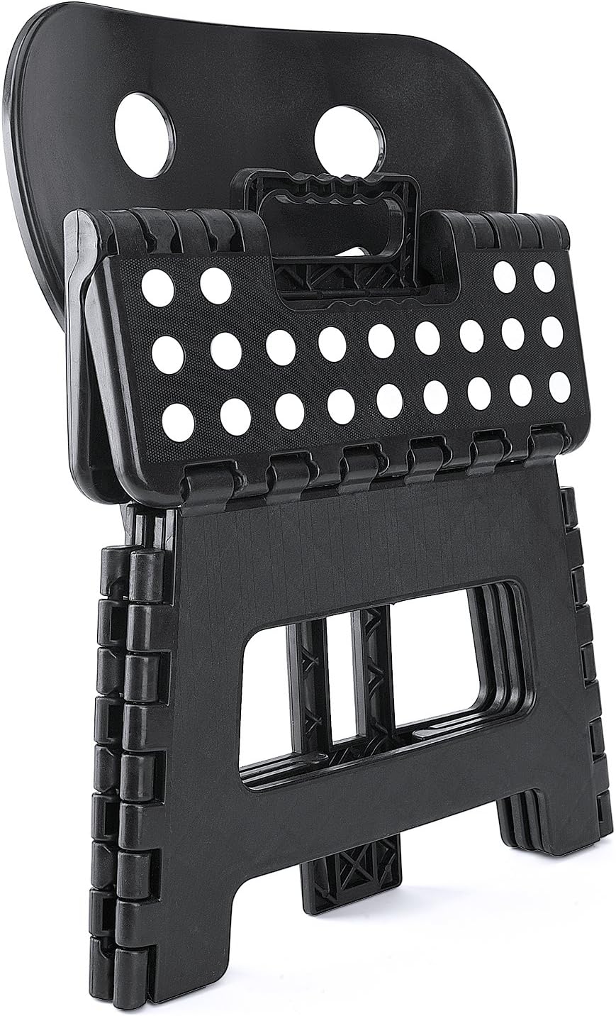 11 Inch Folding Step Stool for Kids, Non-Slip Foldable Stools, Black | Heavy Duty Collapsible Foot Stool, Lightweight with Built-in Handle, Holds 300 lb for Adults Kitchen Bathroom Bedroom Outdoor