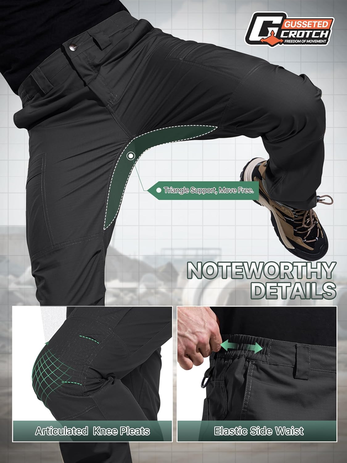 FREE SOLDIER Mens Cargo Work Tactical Pants Ripstop