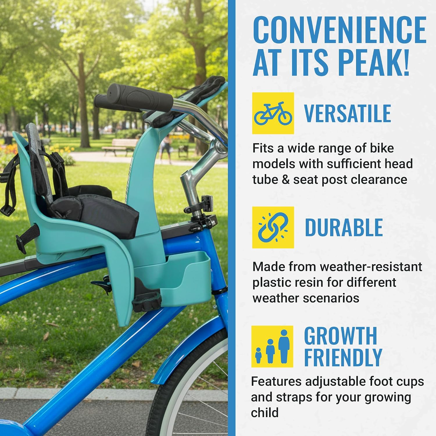KaZAM Front-Mounted Child Bike Seat – Kangaroo & Wallaby Models with Padded Front Bumper/Dashboard