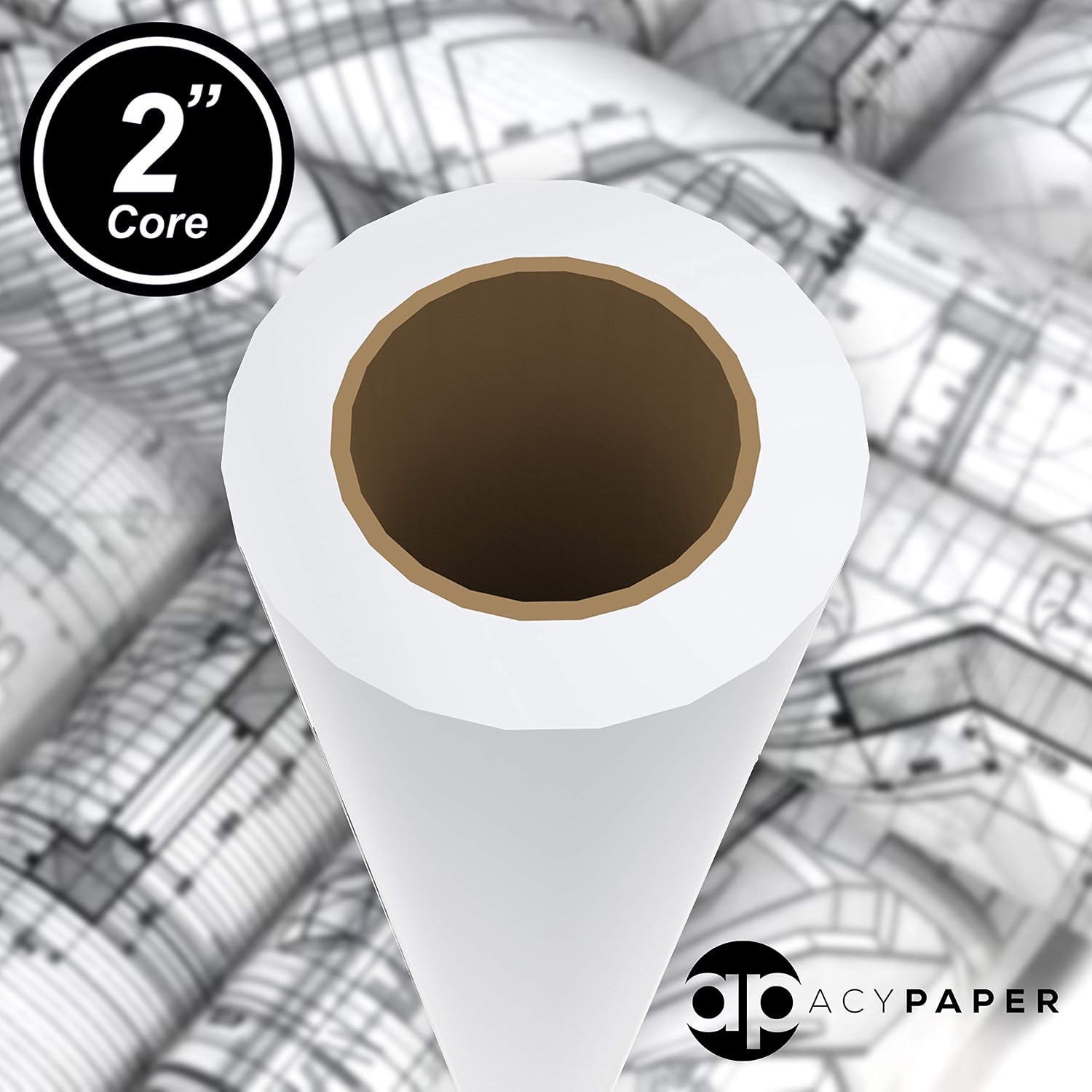 ACYPAPER Plotter Paper 24 x 150, CAD Paper Rolls, 20 lb. Bond Paper on 2" Core for CAD Printing on Wide Format Ink Jet Printers