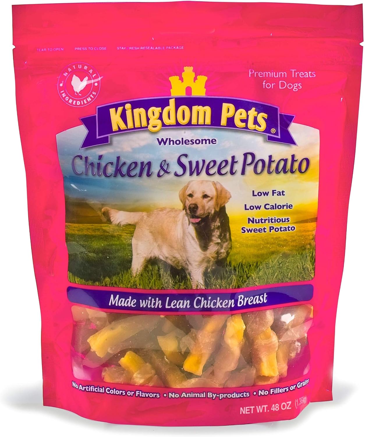 Chicken Jerky Dog Treats with Only 3 Ingredients and No Fillers, 3 Pound Bag