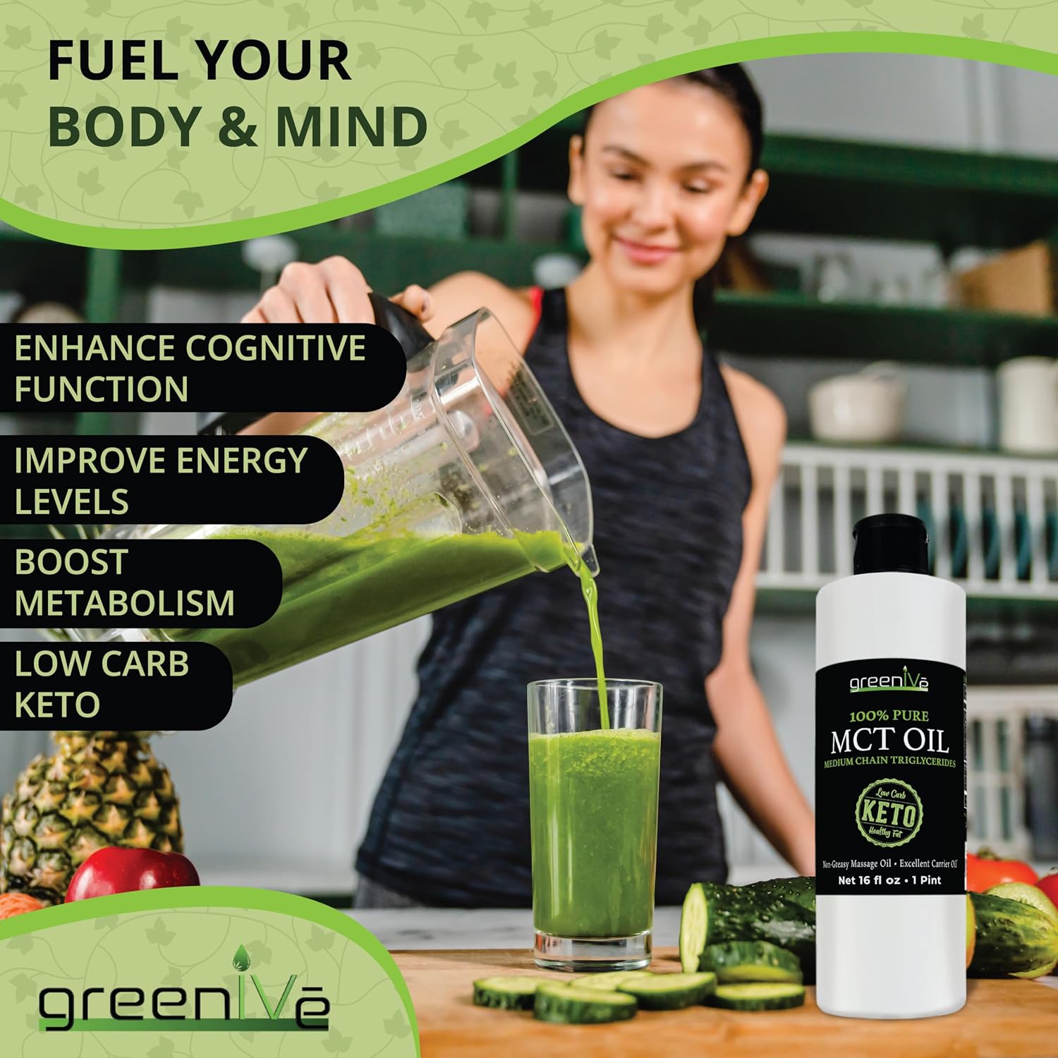 MCT Oil 100% Pure C8 C10 Caprylic Capric Acid Non-GMO Keto Paleo Bulletproof Coffee Creamer Energy Fuel Carrier Oil Skin Hair Massage Oil